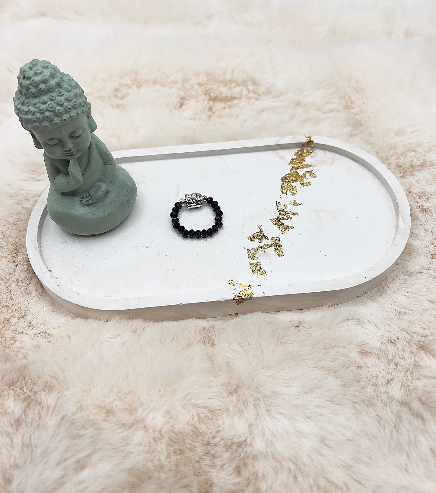 Edelsteinring Schwarzer Turmalin facettiert | 3,5 mm | Buddha | Edelstahl silber