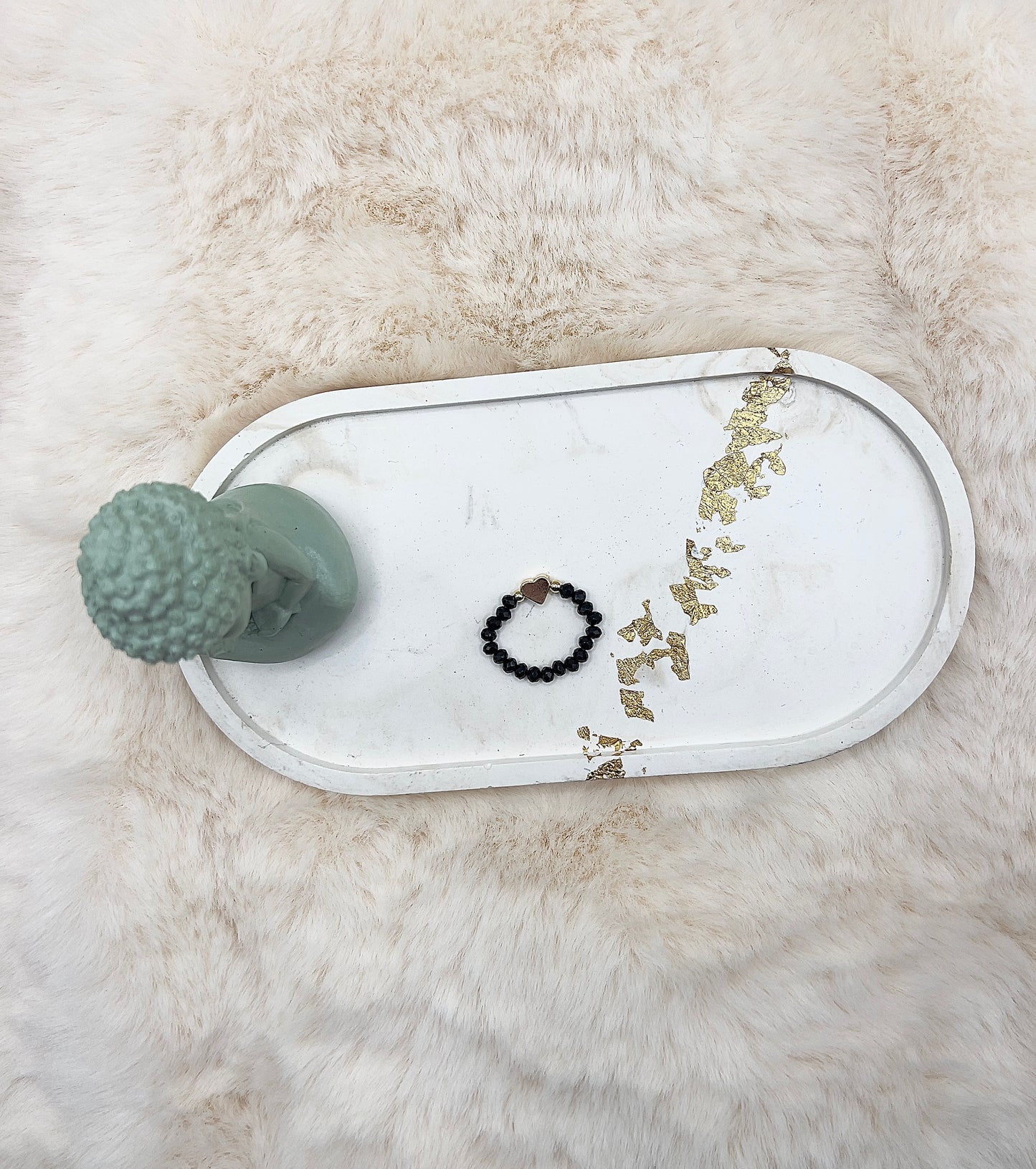 Edelsteinring Schwarzer Turmalin facettiert | 3,5 mm | Herz 925 Silber | 14K vergoldet