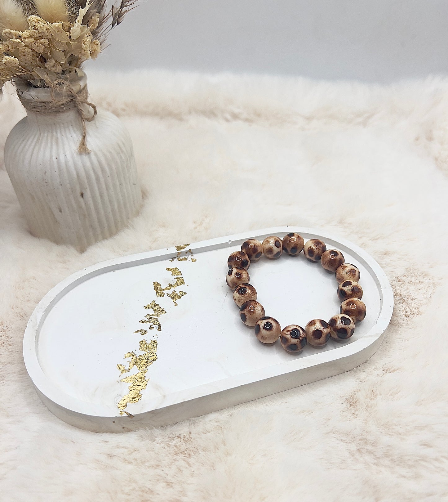 Statement-Armband Leo-Optik – Acrylperlen | 12 mm