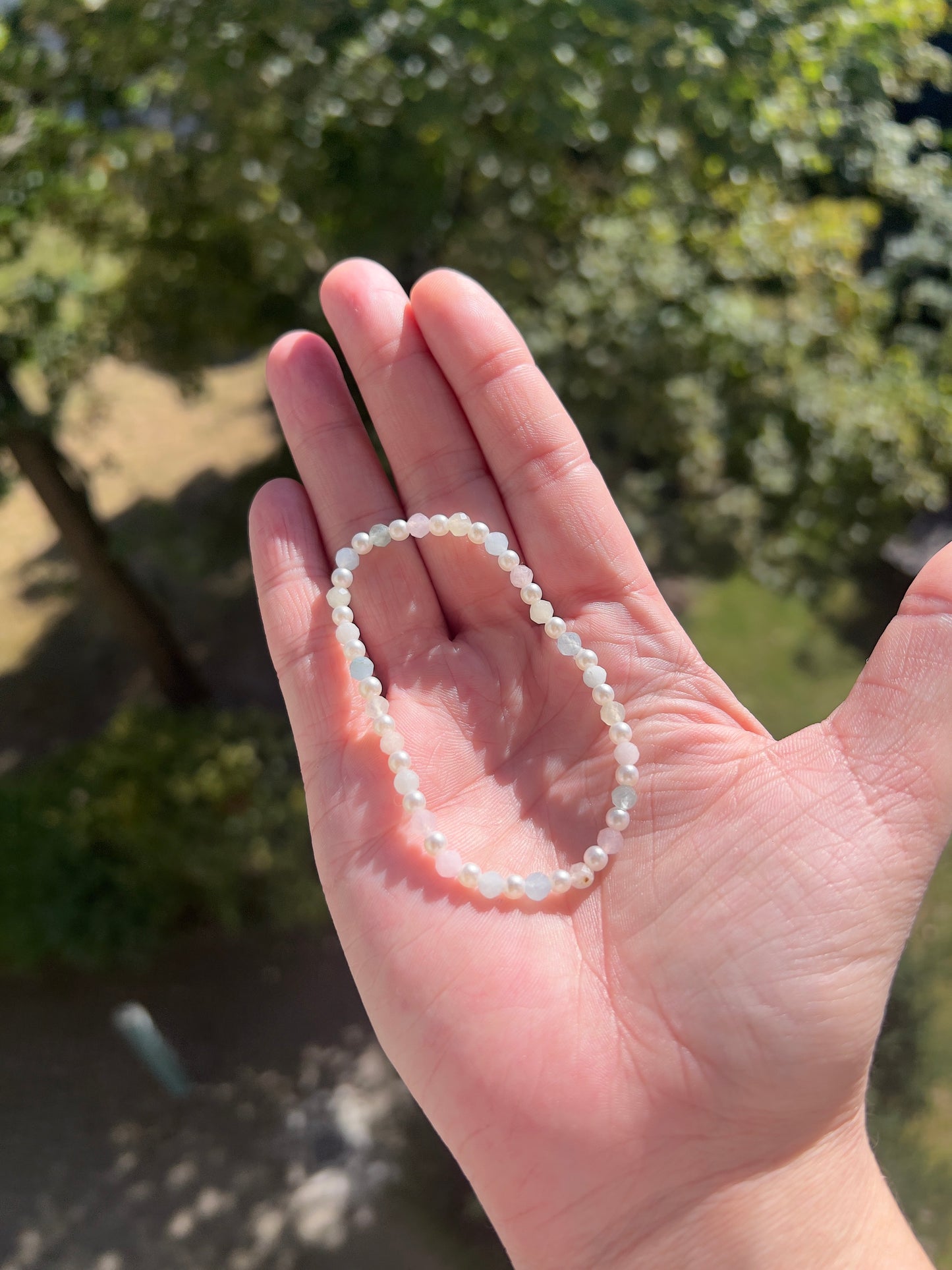 💎✨ Armband Morganit facettiert & Anezus-Perlen – 4 mm