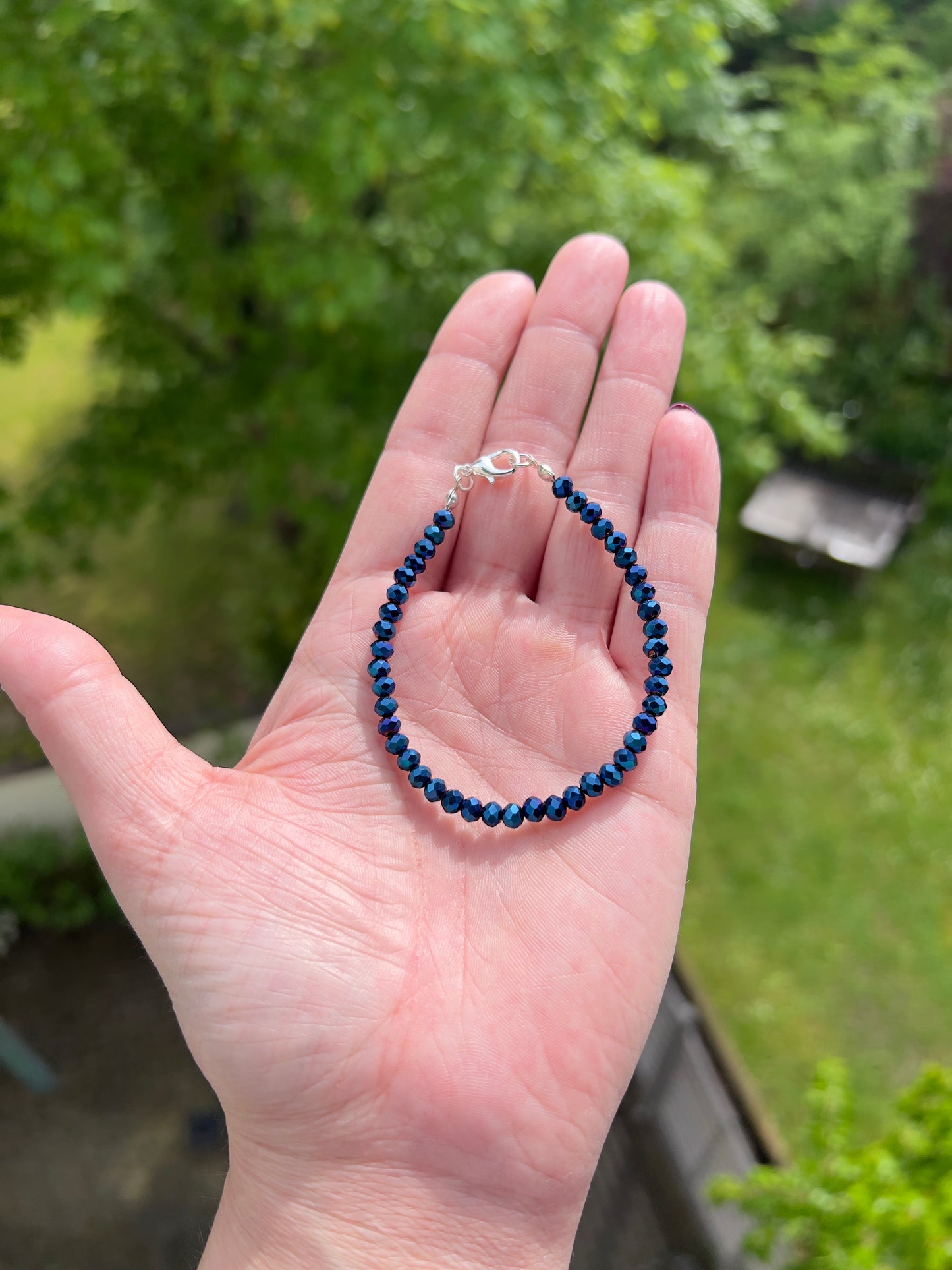 Facettiertes Kristallarmband Blau – 4 mm | österreichischer Kristall | 925 Silber