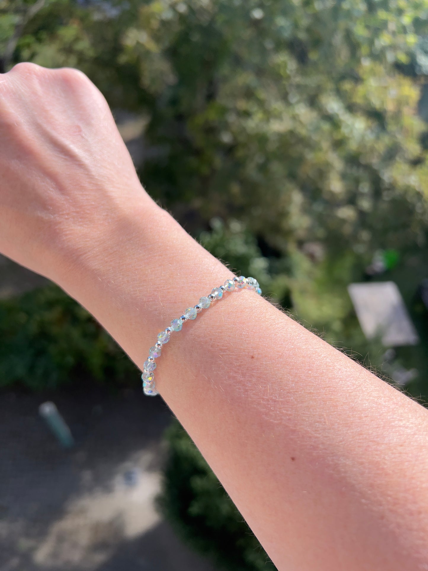 Armband aus facettiertem österreichischem Kristall in Mint – 4 mm, wahlweise pur, mit 925er Silber oder vergoldetem Edelstahl