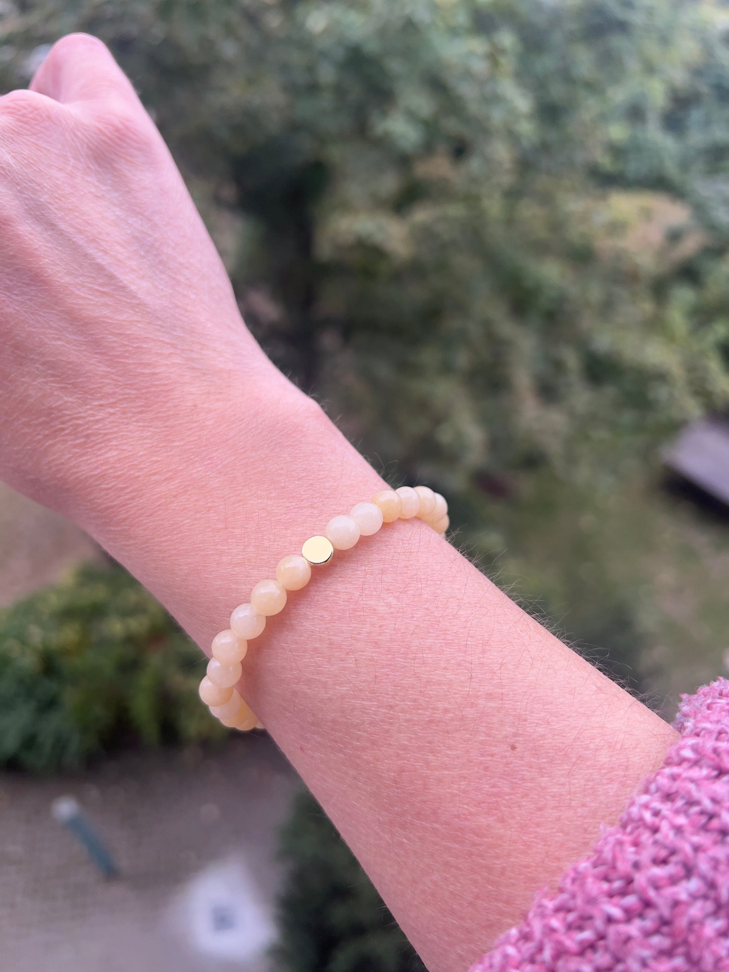 Citrin-Armband 6 mm mit 925er Silber-Charm (14K vergoldet) | Lebensfreude, Fülle & innere Stärke
