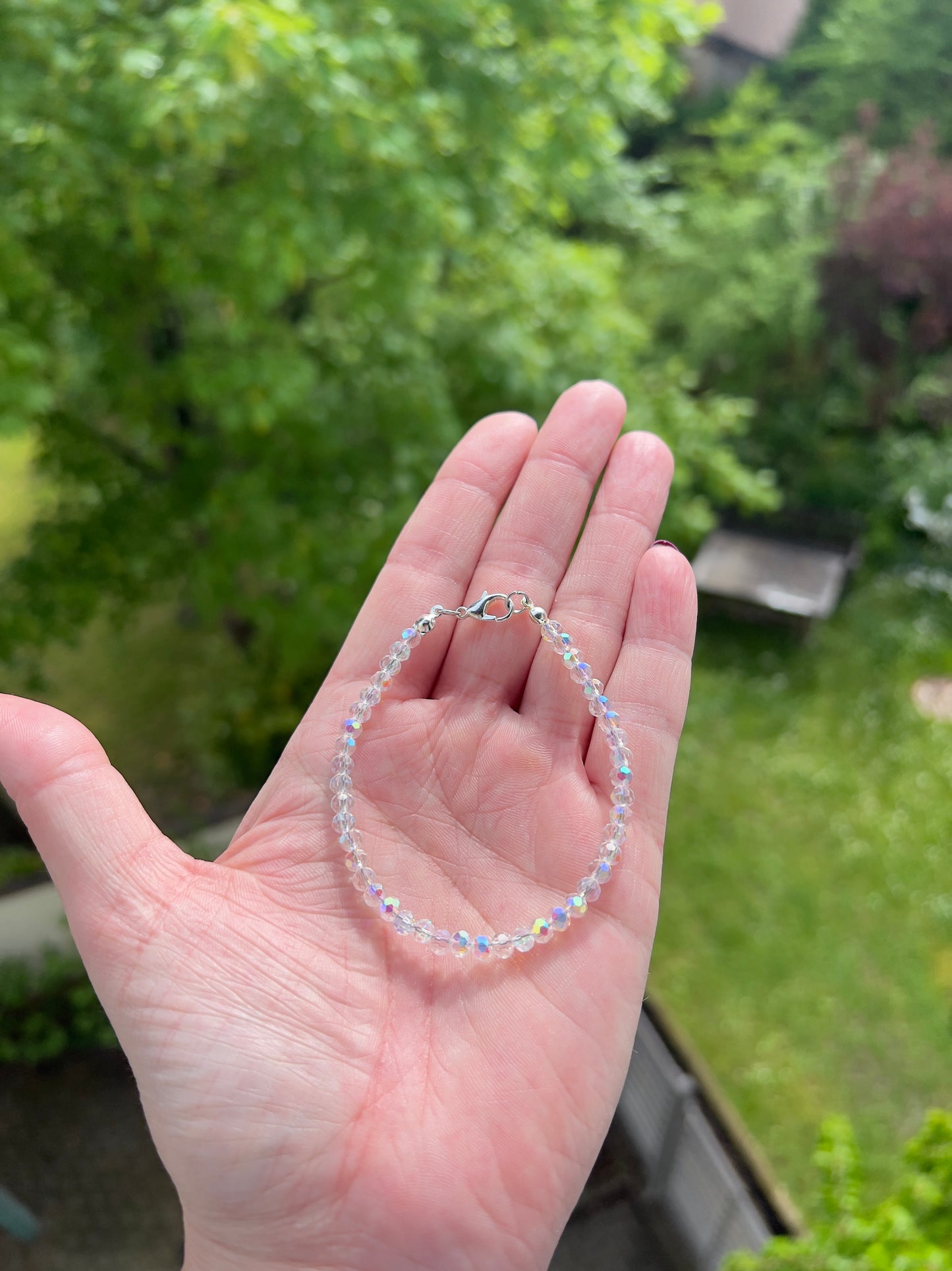 Facettiertes Kristallarmband Opalglanz – 4 mm | österreichischer Kristall | 925 Silber