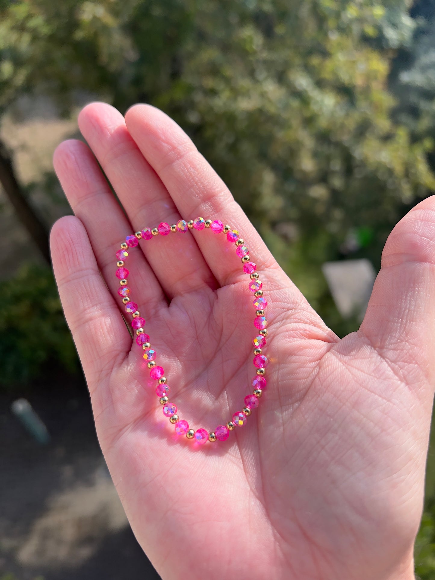 Armband aus facettiertem österreichischem Kristall in Pink – 4 mm, wahlweise pur, mit 925er Silber oder vergoldetem Edelstahl