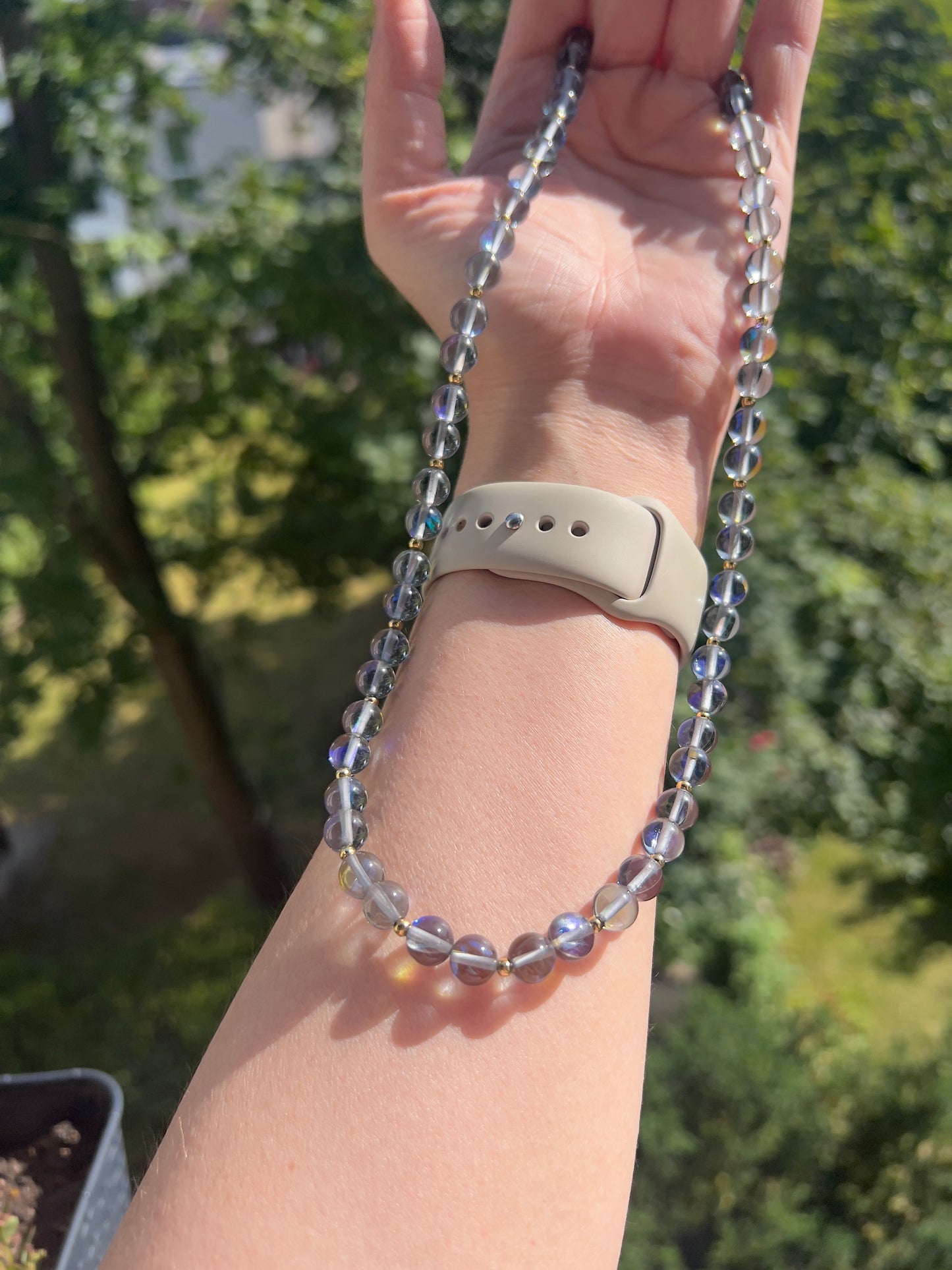 Labradorit - Kette in AAA - Qualität mit Edelstahlakzenten - Magie im Licht