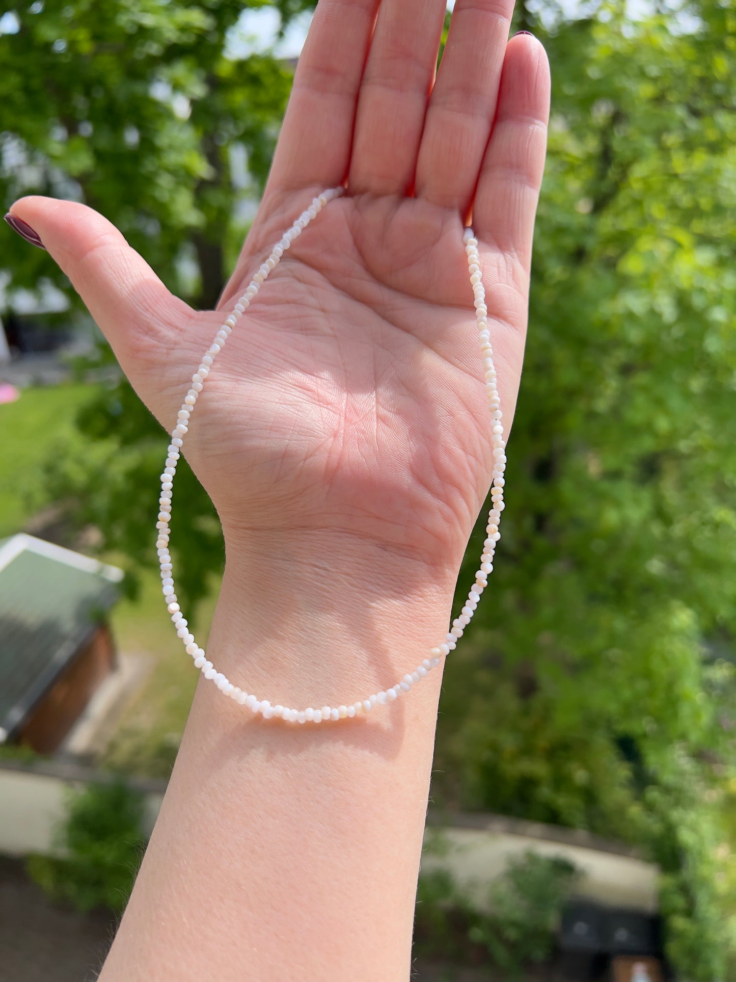 Filigrane Süßwasserperlen-Kette – 2 mm | zarte Perlenkette | Edelstahl vergoldet
