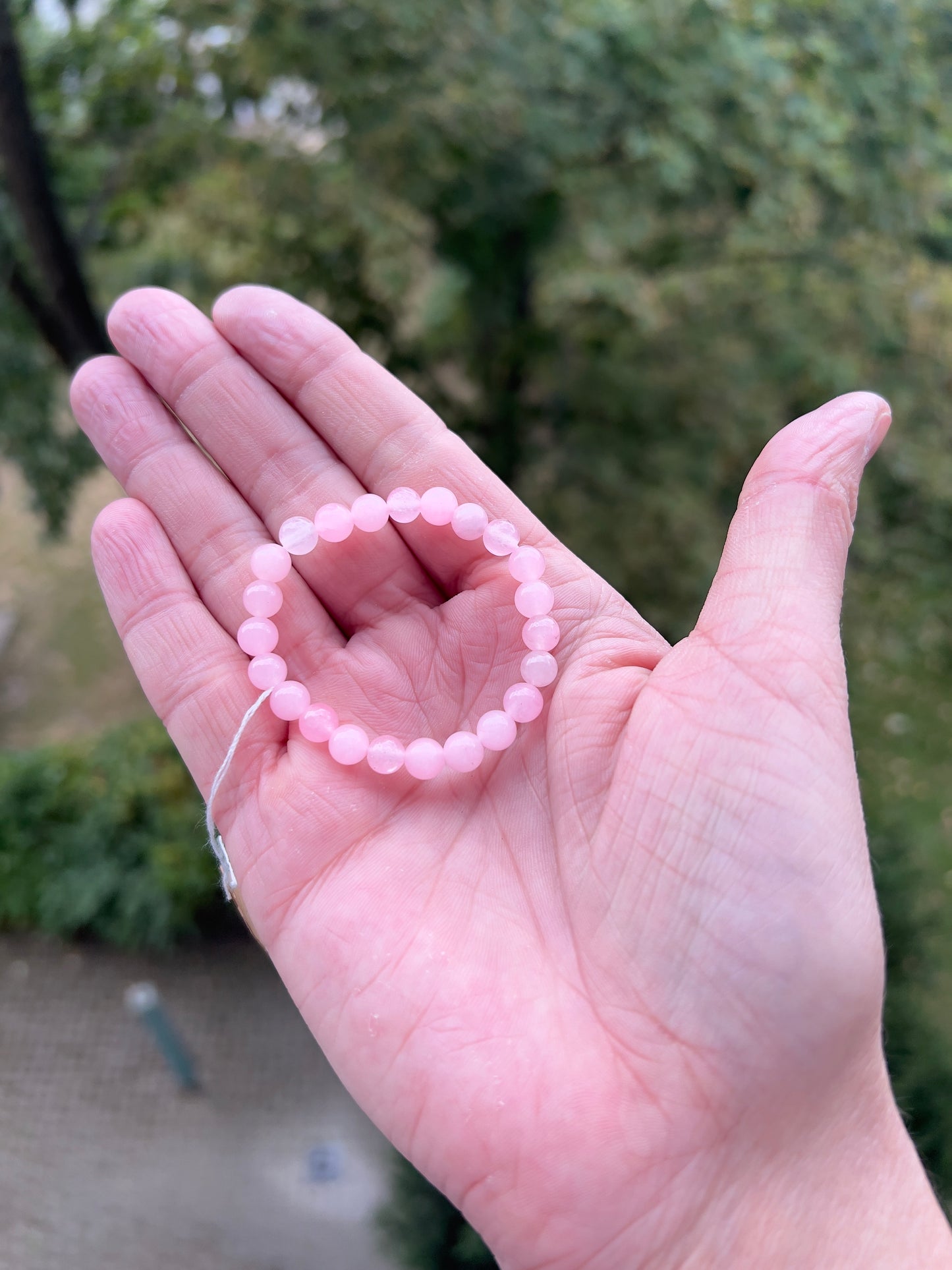 Armband „Herz & Geborgenheit“ – Rosenquarz (6 mm)