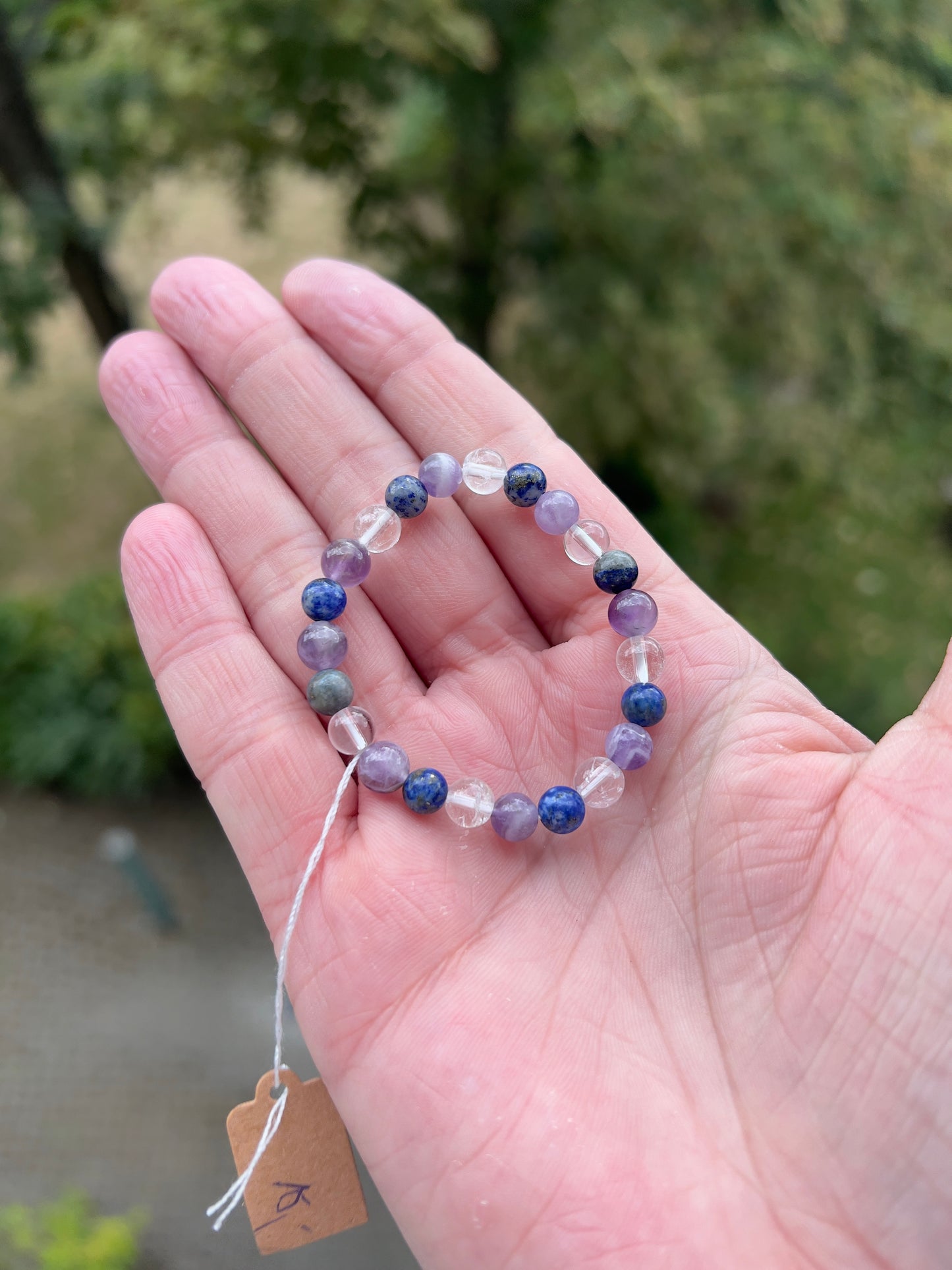 Armband „Konzentration & Fokus“ – Dream Amethyst, Lapislazuli & Crackle-Bergkristall (6 mm)