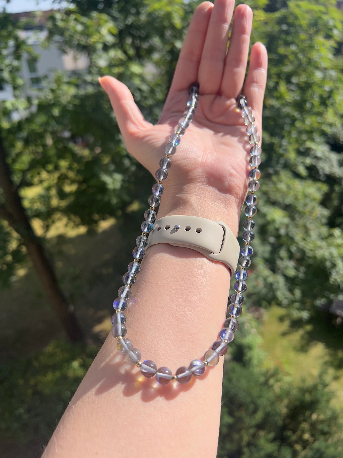 Labradorit - Kette in AAA - Qualität mit Edelstahlakzenten - Magie im Licht