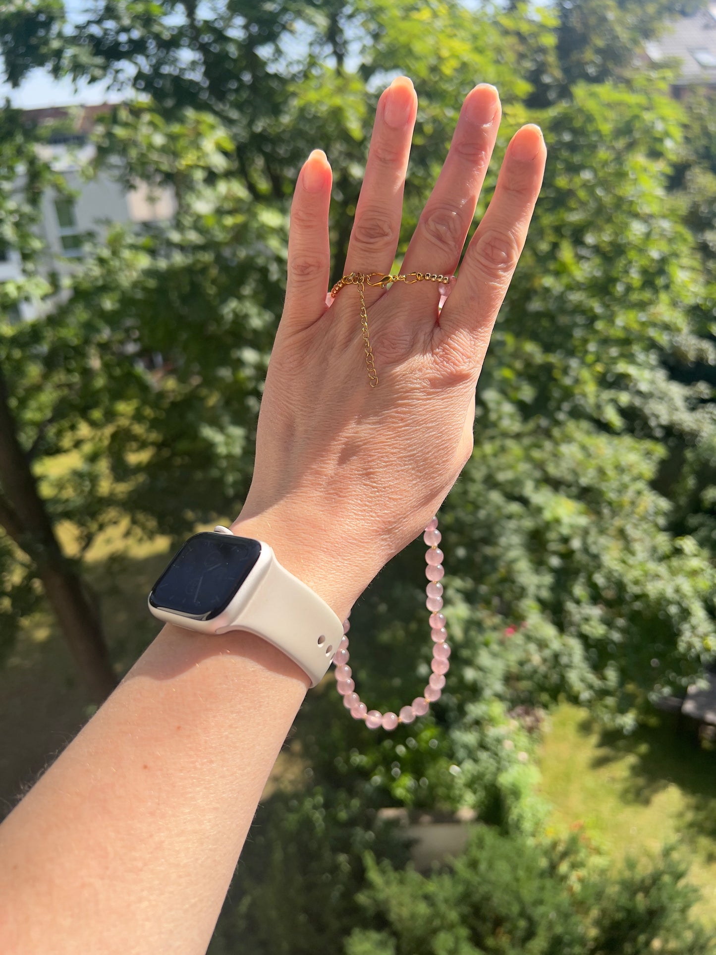 Erdbeerquarz 8mm Kette - Herzöffnung & liebevolle Energie