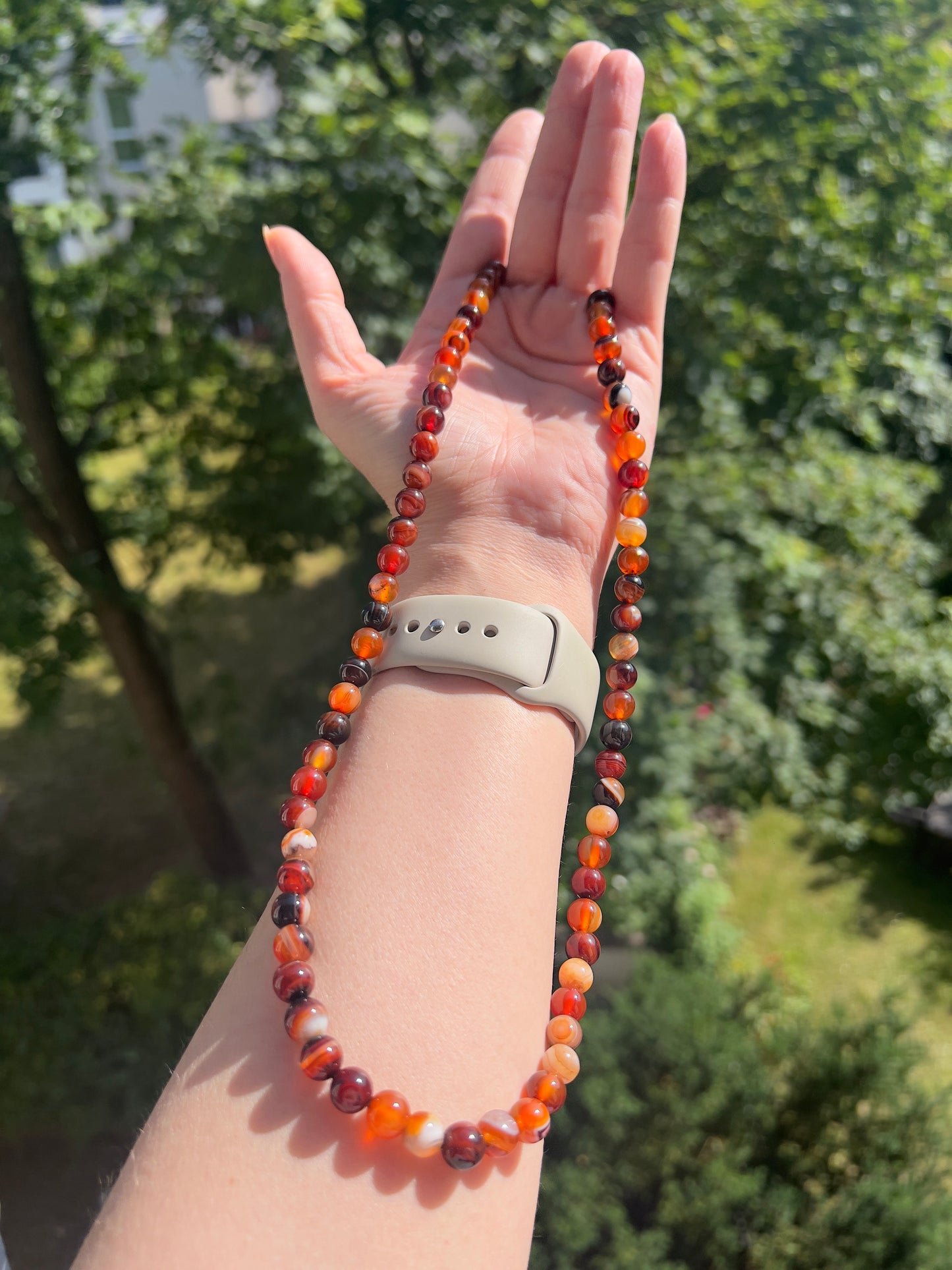 Roter Achat - Kette 8mm- Energie , Erdung & Lebensfreude