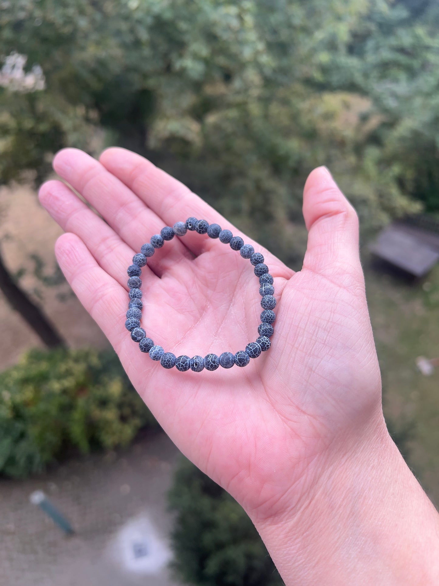 Blauer Schlangenhaut-Achat Armband 6 mm | Schutz, Heilung & innere Balance