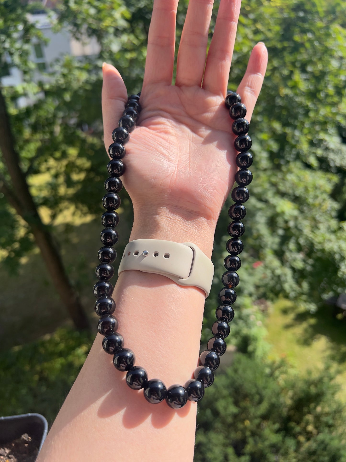 Schwarzer Turmalin - Statement - Piece Kette ( 10mm )