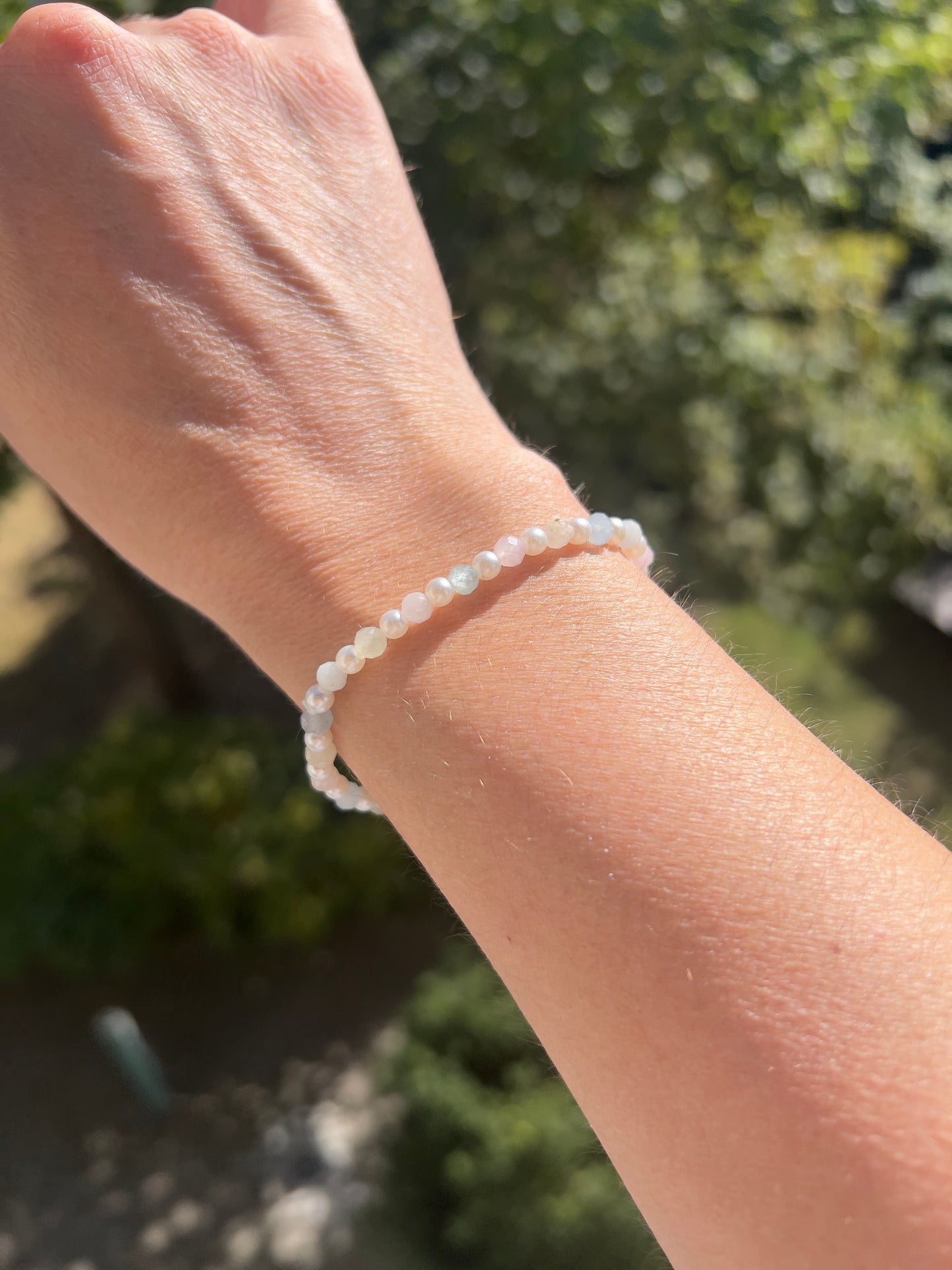 💎✨ Armband Morganit facettiert & Anezus-Perlen – 4 mm