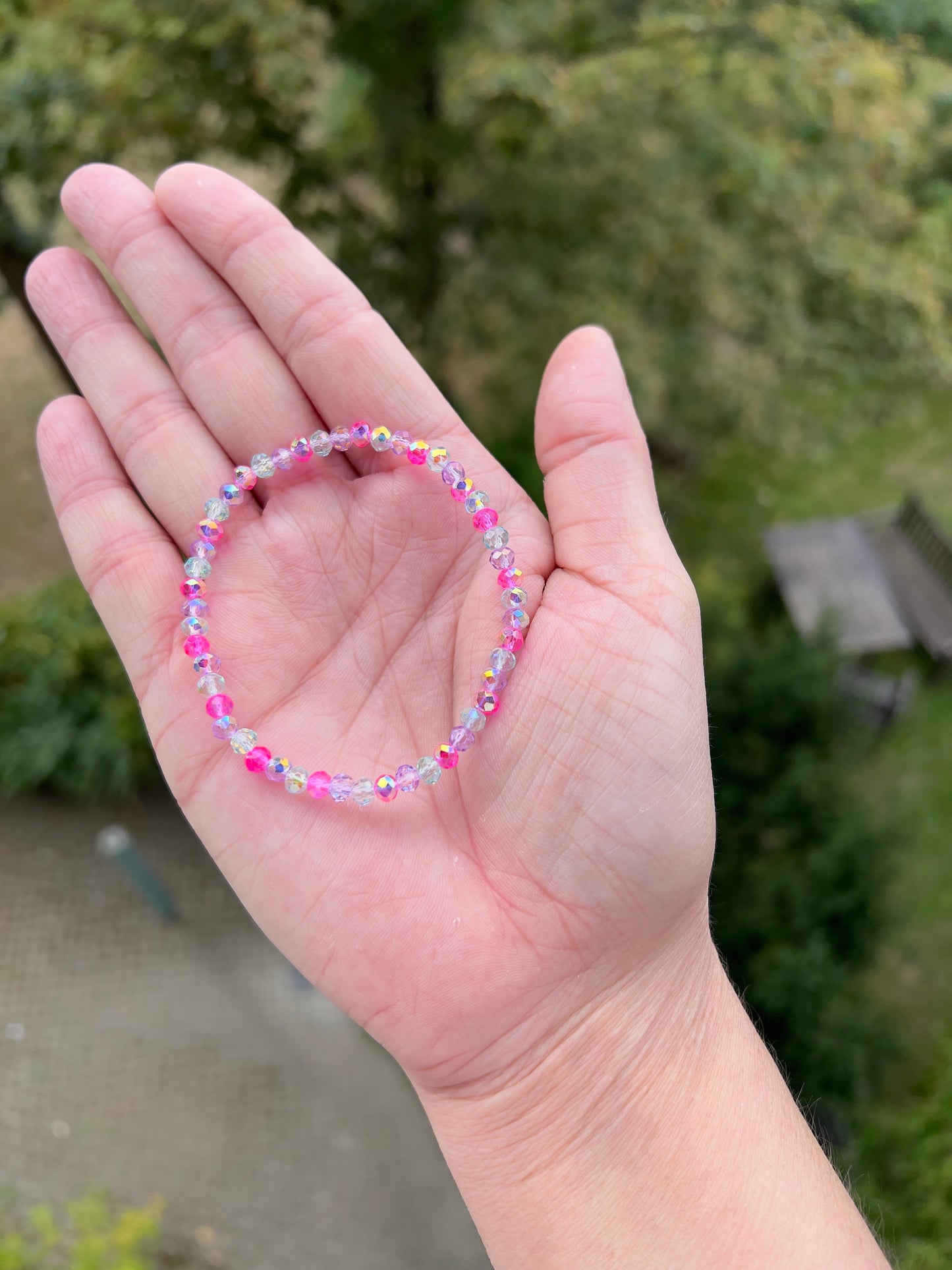 ✨ Armband „Kristallharmonie“ – Facettierte österreichische Kristalle in Pink, Lavendel & Mint (4 mm) ✨