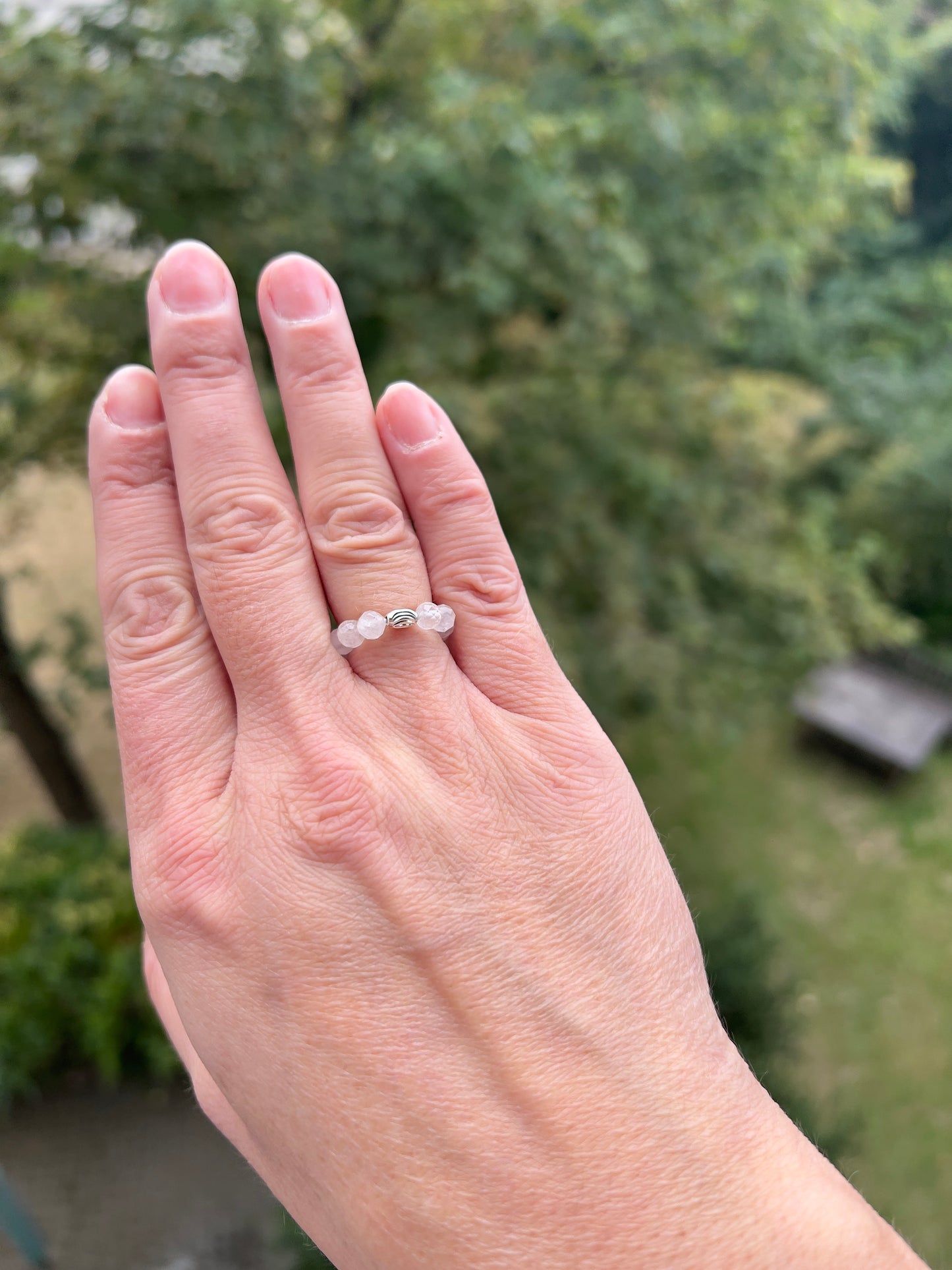 Liebe & Harmonie – Ring mit Rosenquarz & Silbermuschel