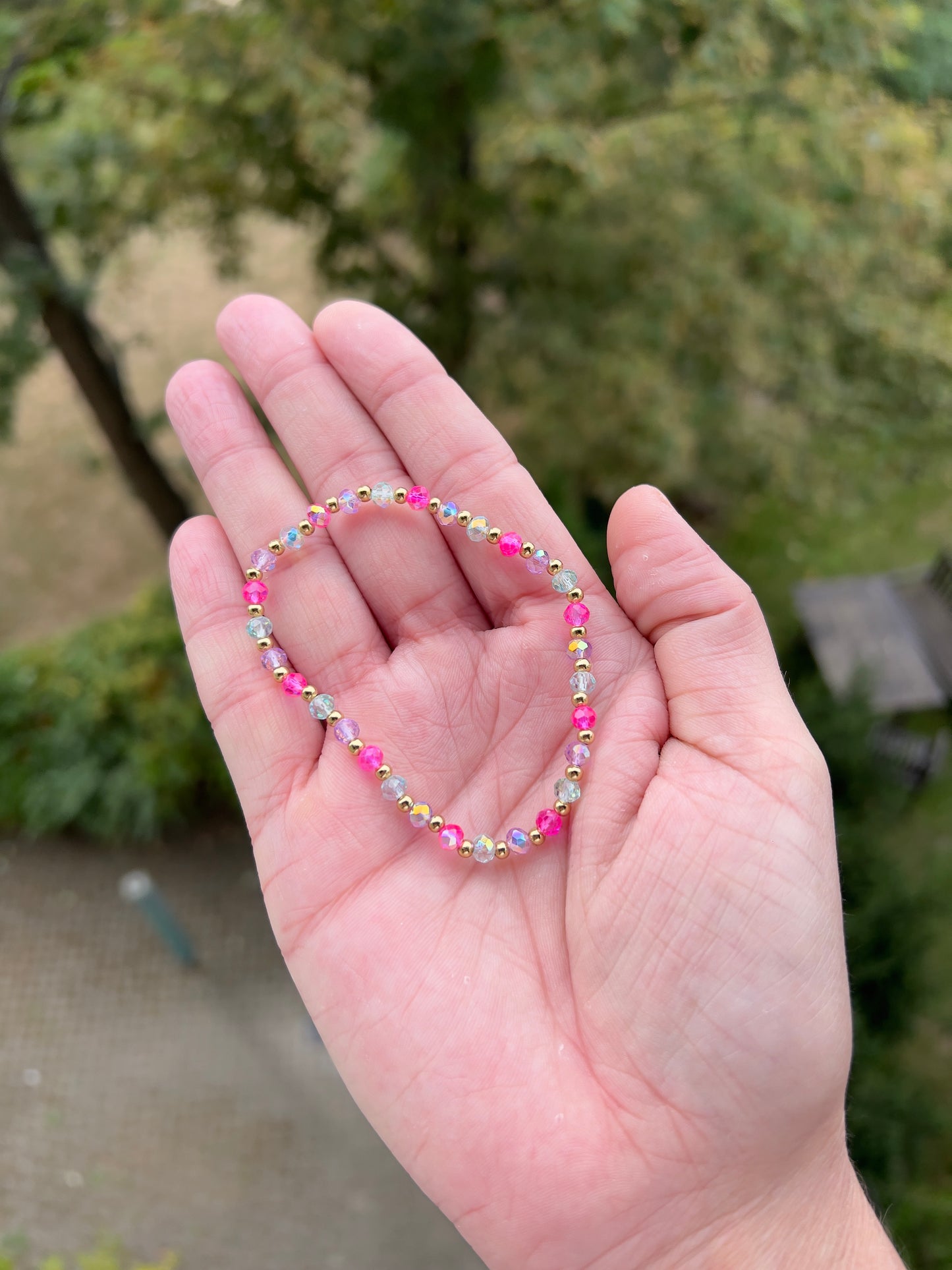 ✨ Armband „Kristallharmonie“ – Facettierte österreichische Kristalle in Pink, Lavendel & Mint (4 mm) ✨