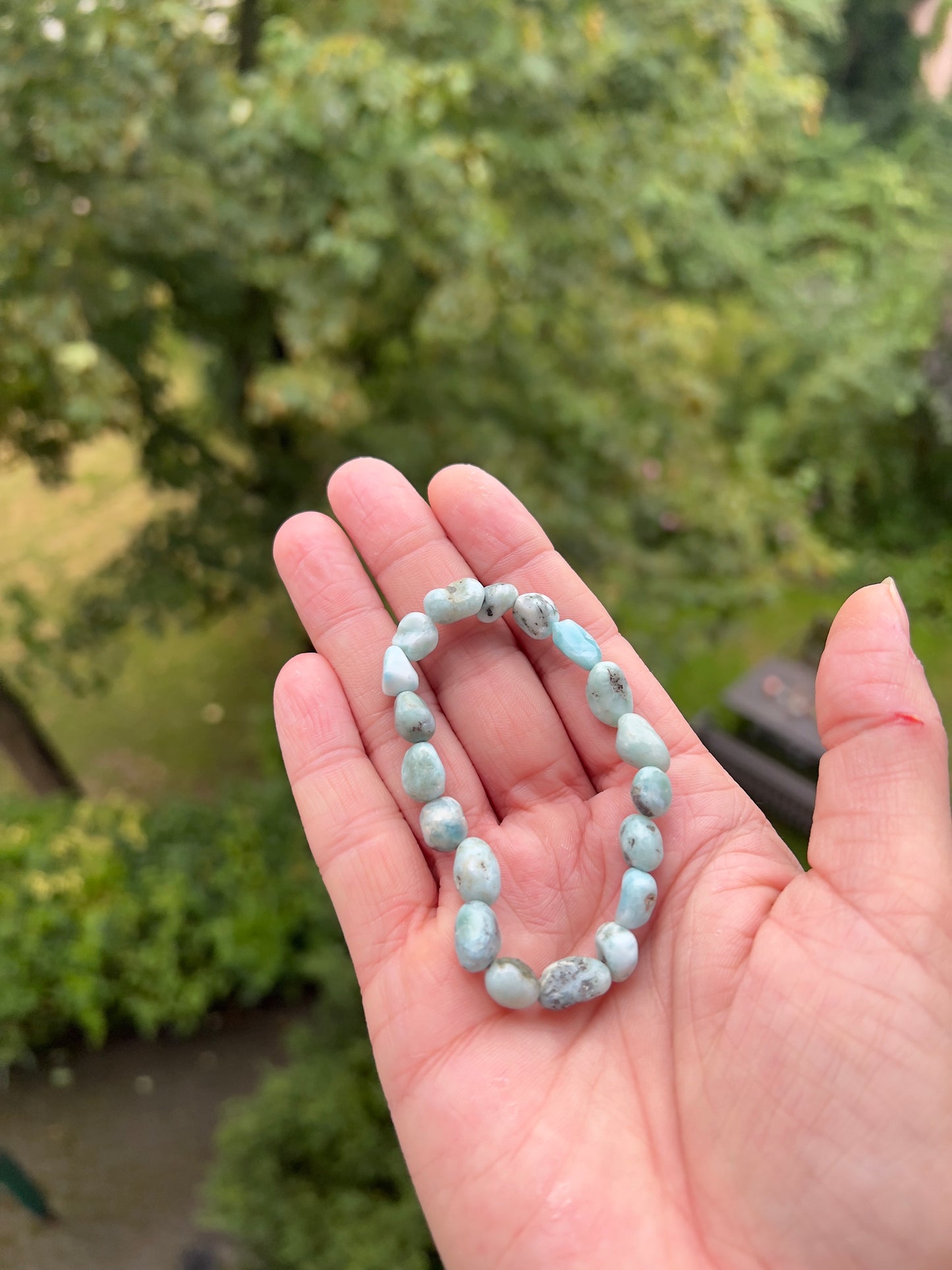 Larimar - Splittarmband Ozeanherz - mit Larimar & Muttergestein