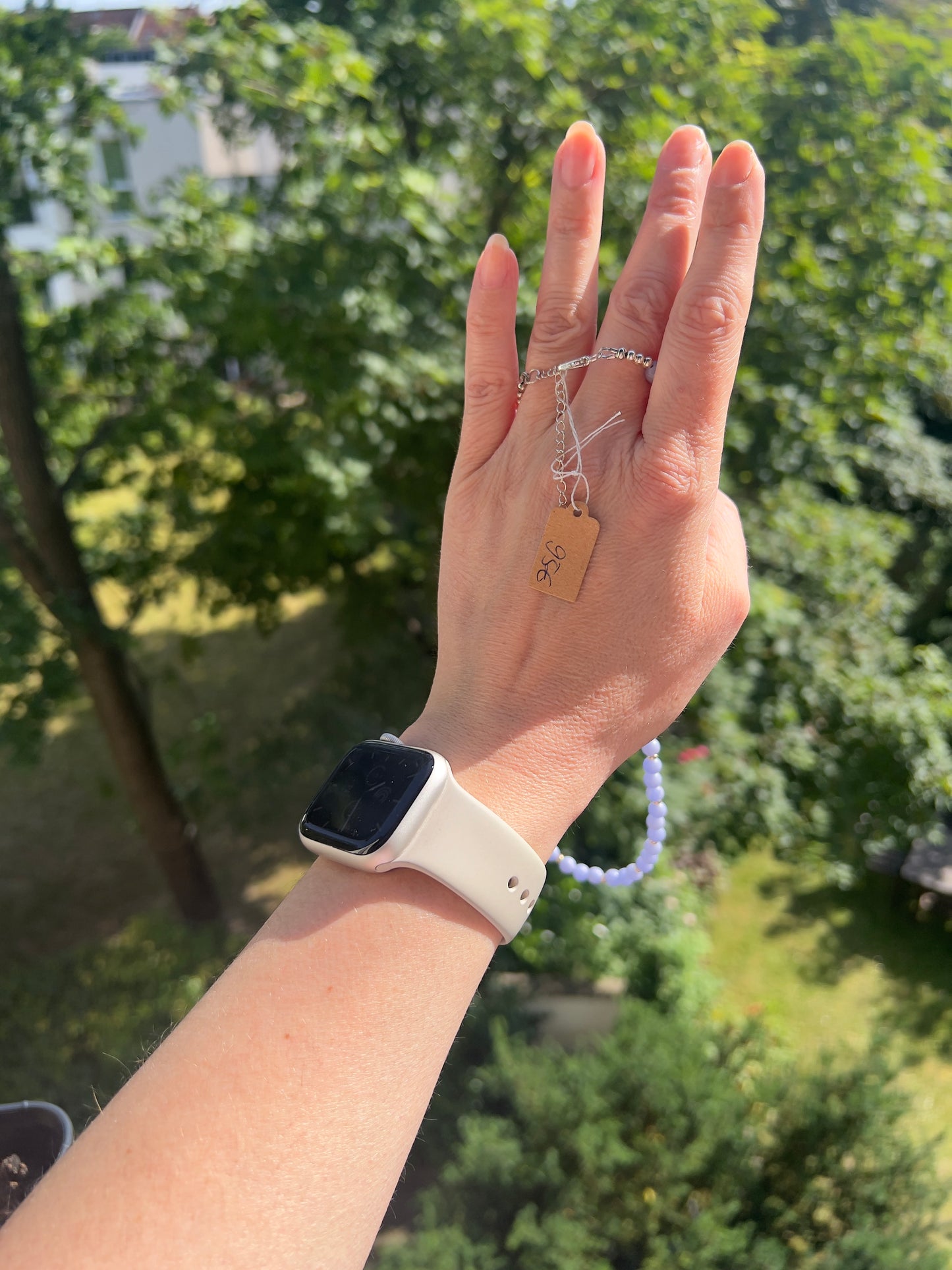 Chalcedon -Achat - Kette in Flieder mit 925er Silberdetails- Sanfte Klarheit