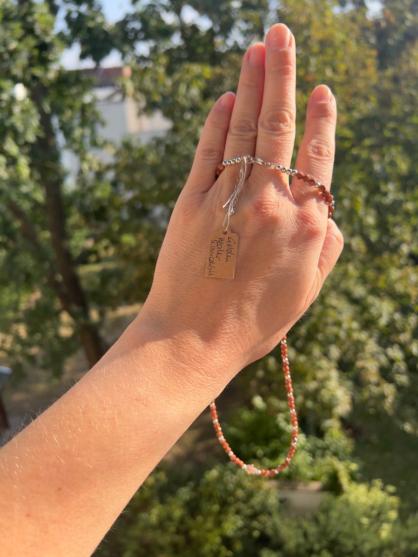 Schutz & Harmonie – Kette mit Golden Healer (4 mm) & Hamsa Hand (50–55 cm)