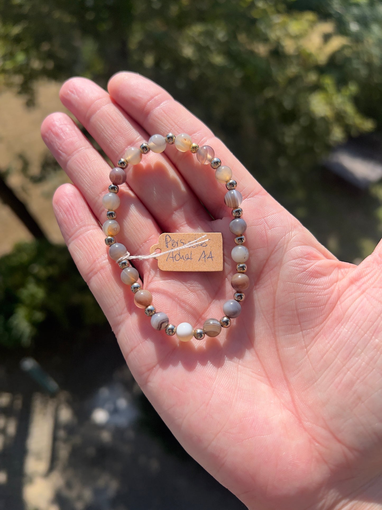 Botswana Achat Armband – 8 mm AAA-Qualität mit 925er Silber – Kraft, Ruhe & Harmonie