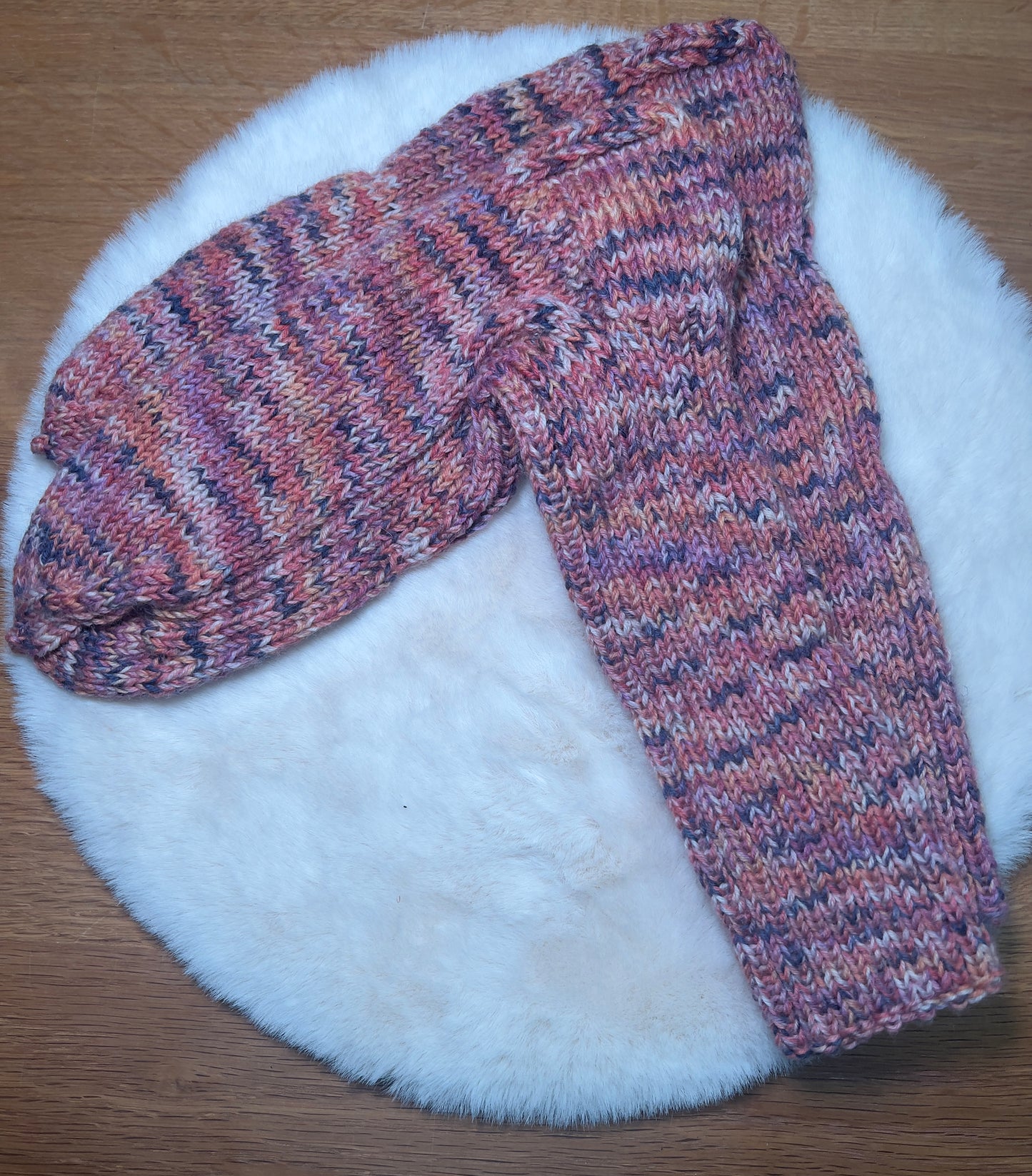 💗 Wohlfühlzauber – Handgestrickte Socken aus 100 % Schurwolle (Größe 41–42, Rosa-Grau-Weiß)