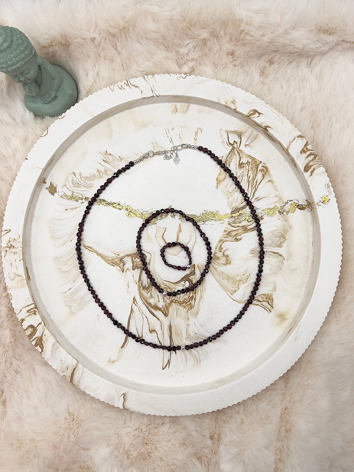 🎄 Adventstürchen 2 – Granat-Set „Feuer des Herzens“ | Facettiert | 925 Silber | 20% Advents-Rabatt | Limitiert