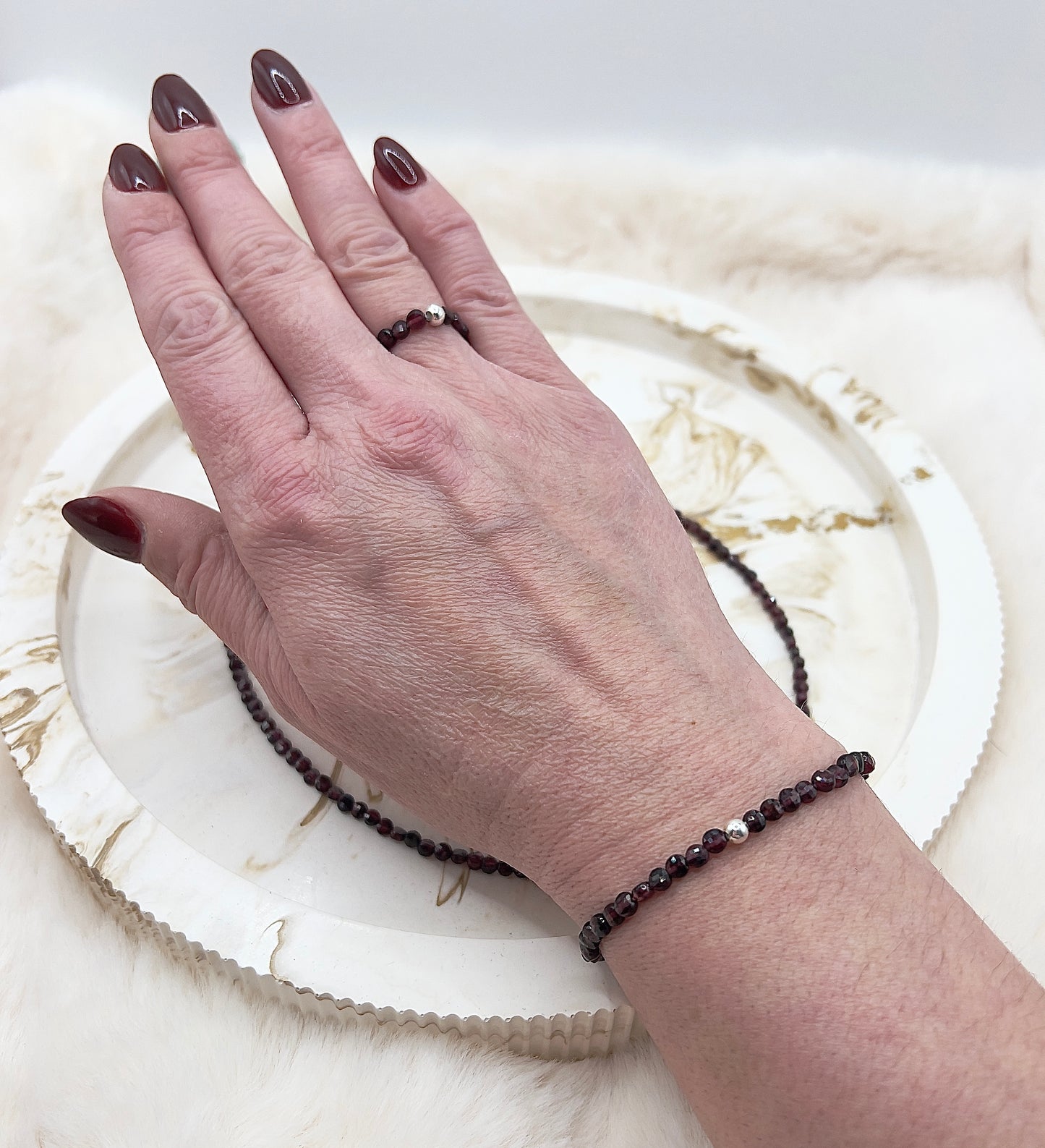 🎄 Adventstürchen 2 – Granat-Set „Feuer des Herzens“ | Facettiert | 925 Silber | 20% Advents-Rabatt | Limitiert