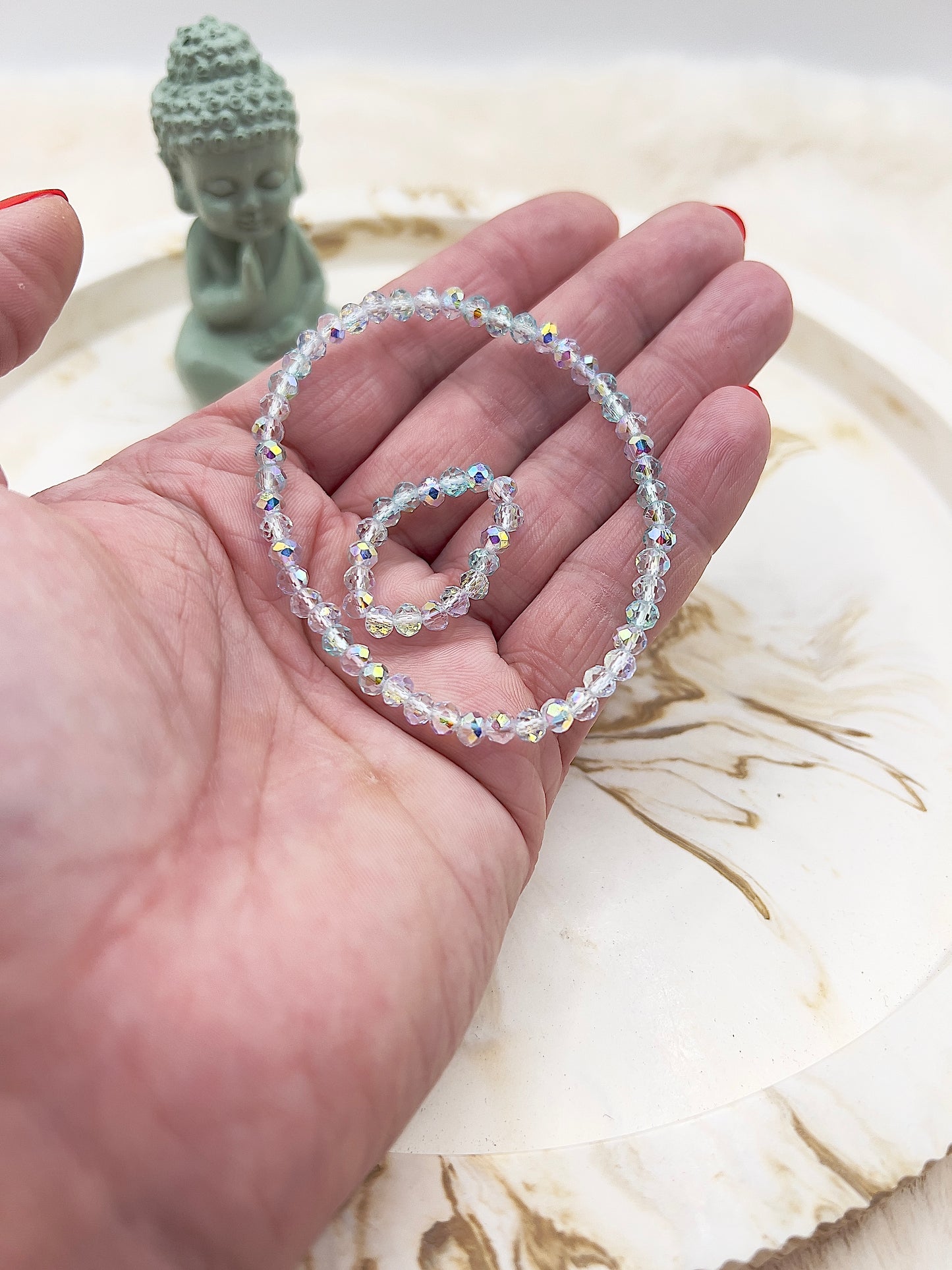 🎄 Adventstürchen 3 – Kristall-Set „Mintzauber“ (Armband & Ring, 4 mm facettiert)