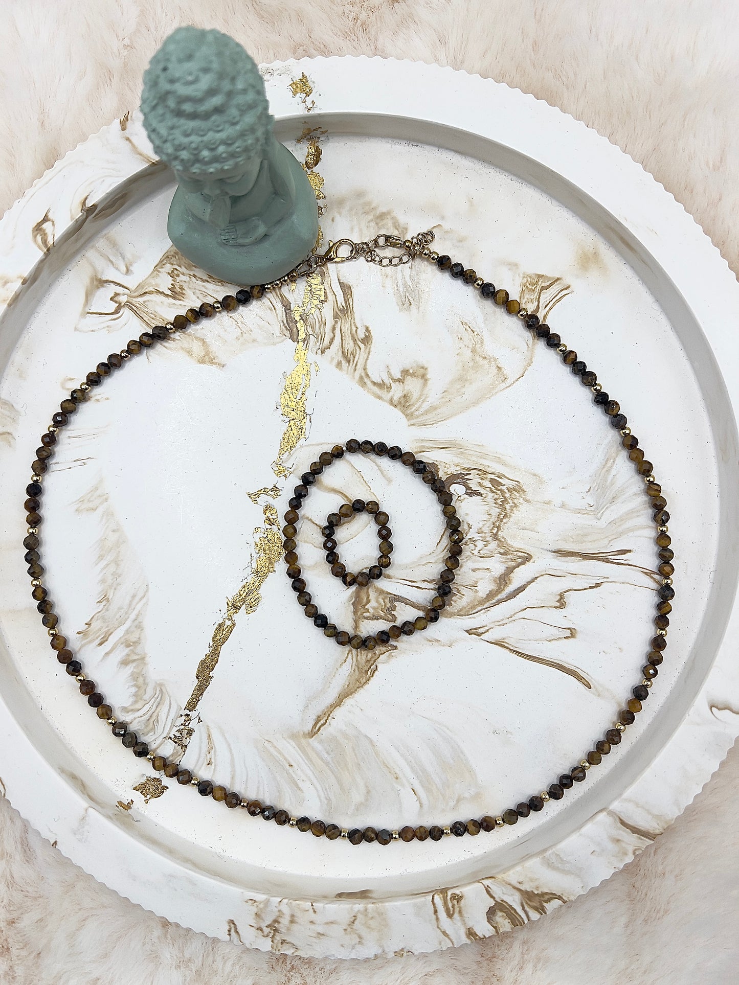 ✨ Adventstürchen Nr. 5 – Tigerauge-Set (Kette, Armband & Ring) – 20 % Adventsrabatt ✨