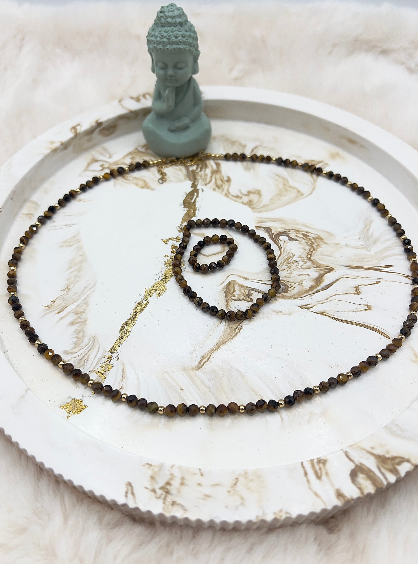 ✨ Adventstürchen Nr. 5 – Tigerauge-Set (Kette, Armband & Ring) – 20 % Adventsrabatt ✨