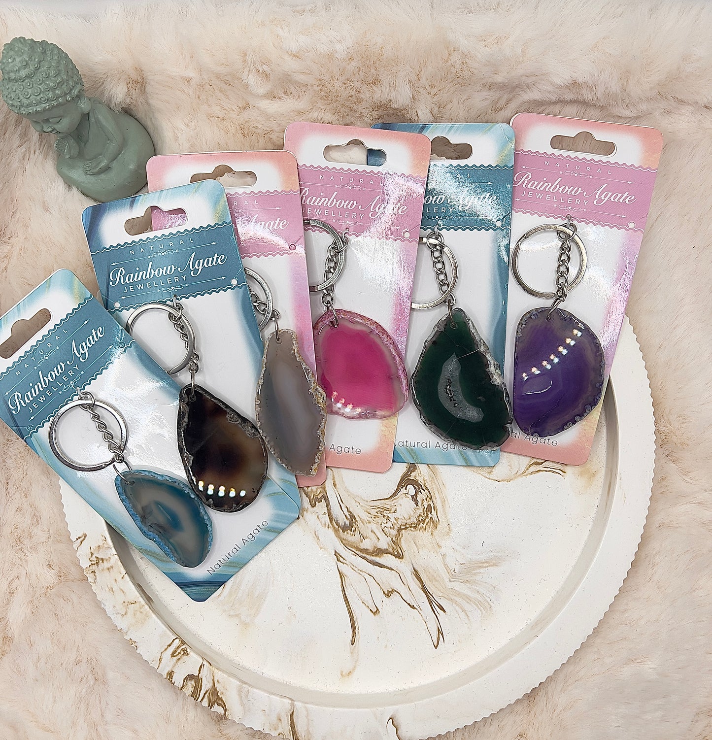 ⭐ Adventstürchen 6 – Rainbow Agate Schlüsselanhänger (verschiedene Farben) – heute 20% günstiger!
