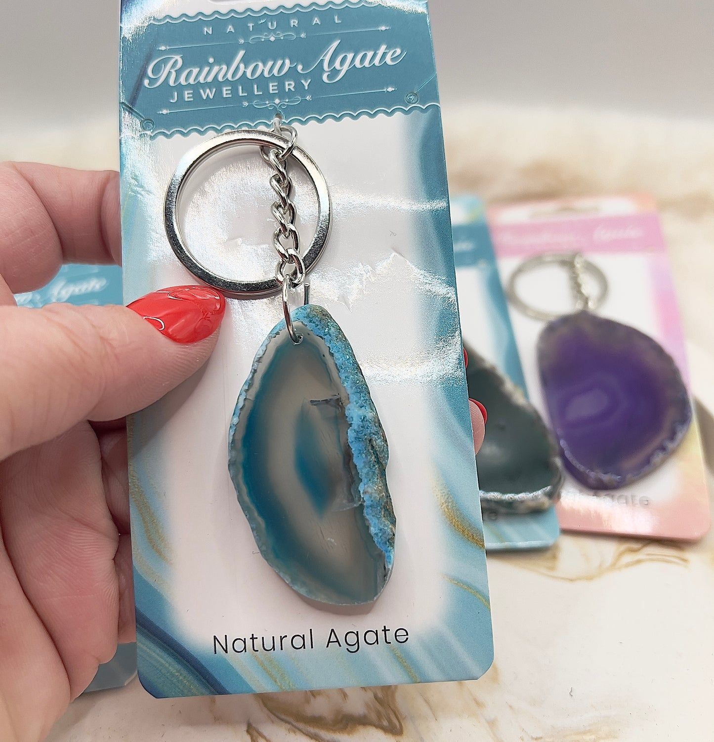 ⭐ Adventstürchen 6 – Rainbow Agate Schlüsselanhänger (verschiedene Farben) – heute 20% günstiger!