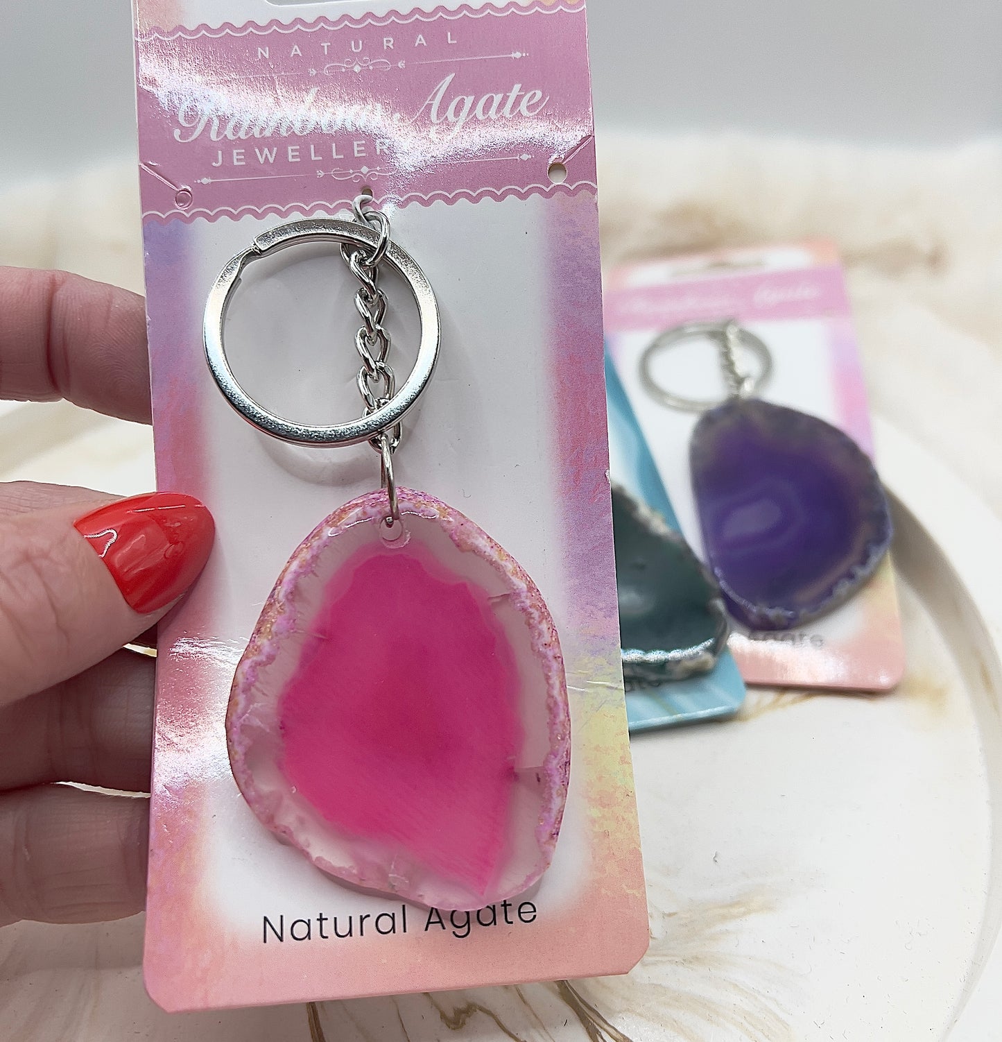 ⭐ Adventstürchen 6 – Rainbow Agate Schlüsselanhänger (verschiedene Farben) – heute 20% günstiger!