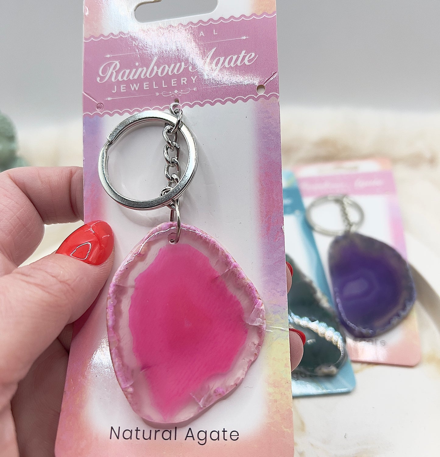 ⭐ Adventstürchen 6 – Rainbow Agate Schlüsselanhänger (verschiedene Farben) – heute 20% günstiger!