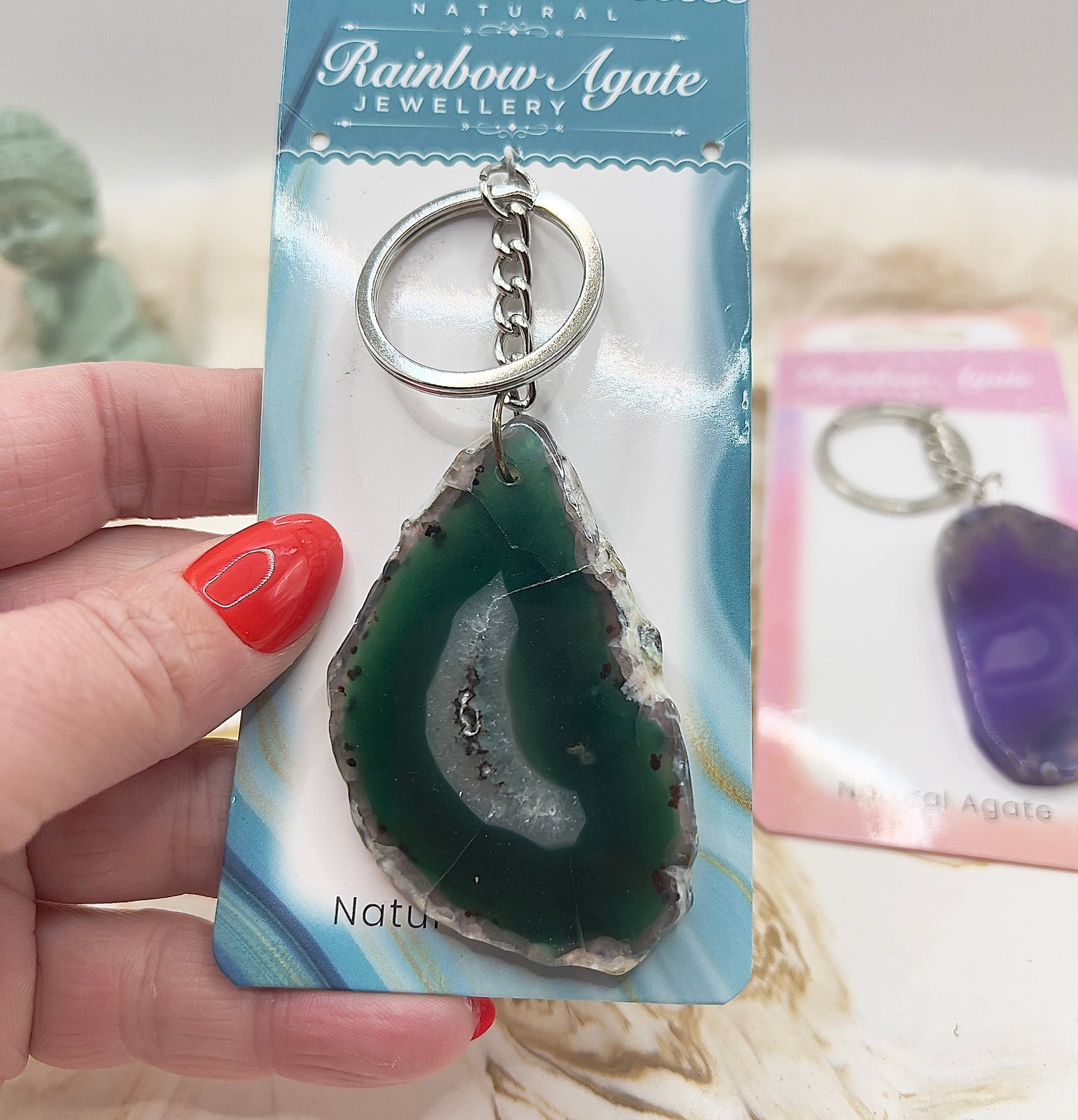 ⭐ Adventstürchen 6 – Rainbow Agate Schlüsselanhänger (verschiedene Farben) – heute 20% günstiger!