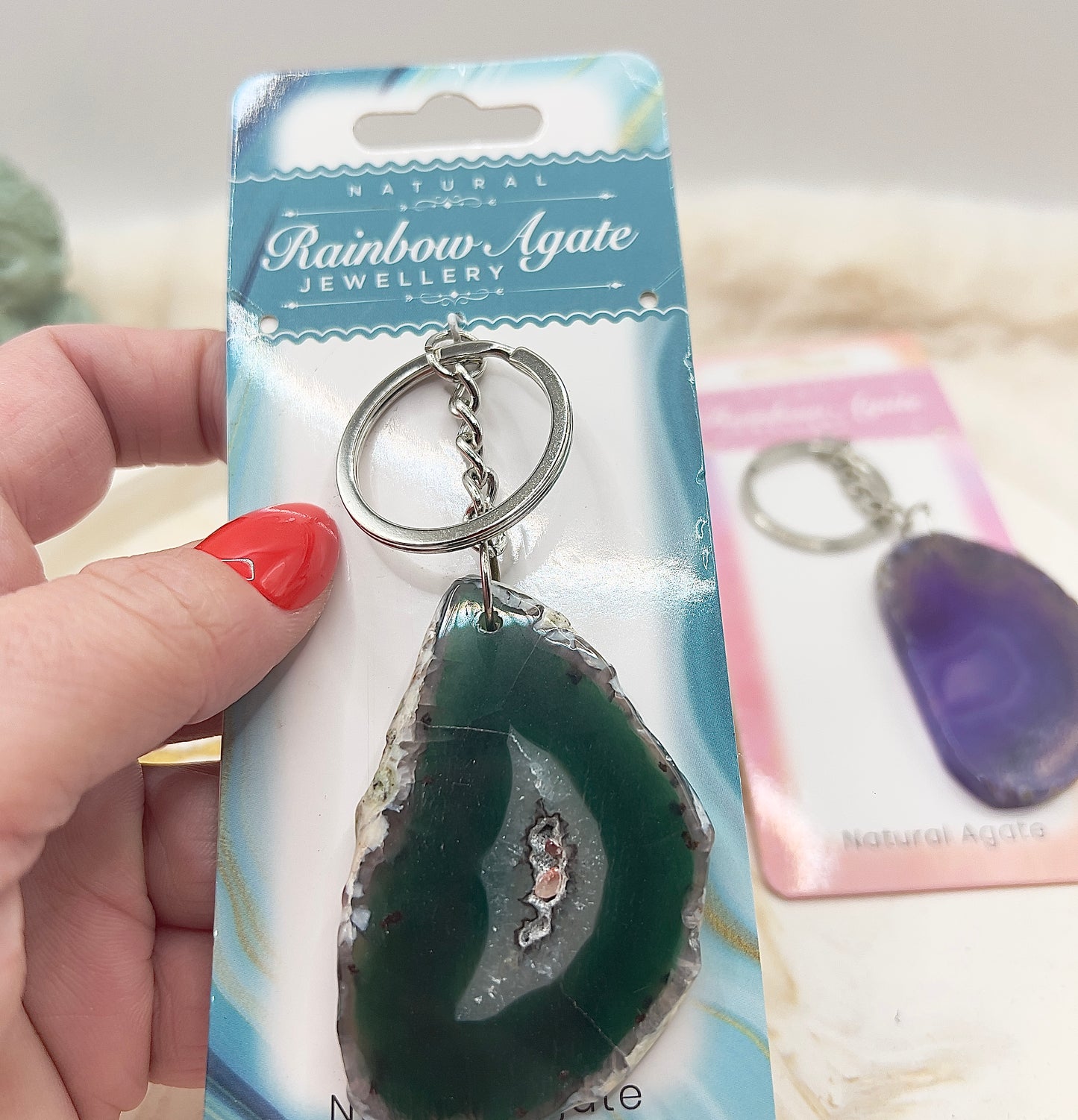 ⭐ Adventstürchen 6 – Rainbow Agate Schlüsselanhänger (verschiedene Farben) – heute 20% günstiger!