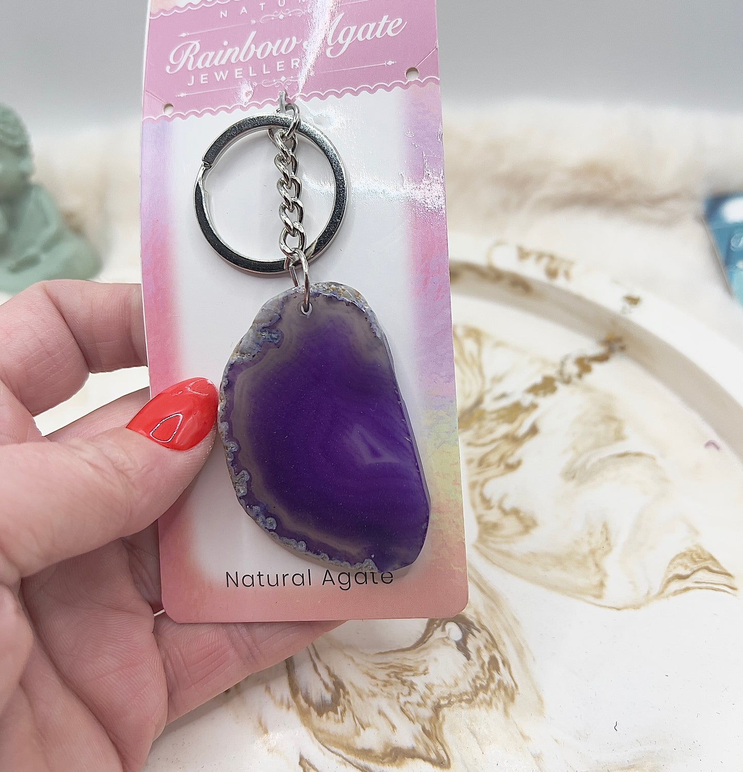 ⭐ Adventstürchen 6 – Rainbow Agate Schlüsselanhänger (verschiedene Farben) – heute 20% günstiger!