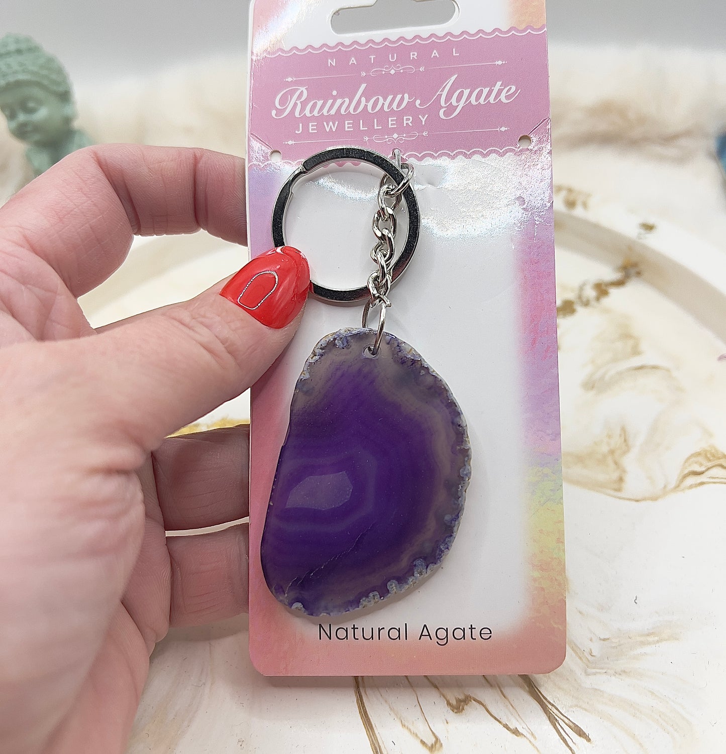 ⭐ Adventstürchen 6 – Rainbow Agate Schlüsselanhänger (verschiedene Farben) – heute 20% günstiger!