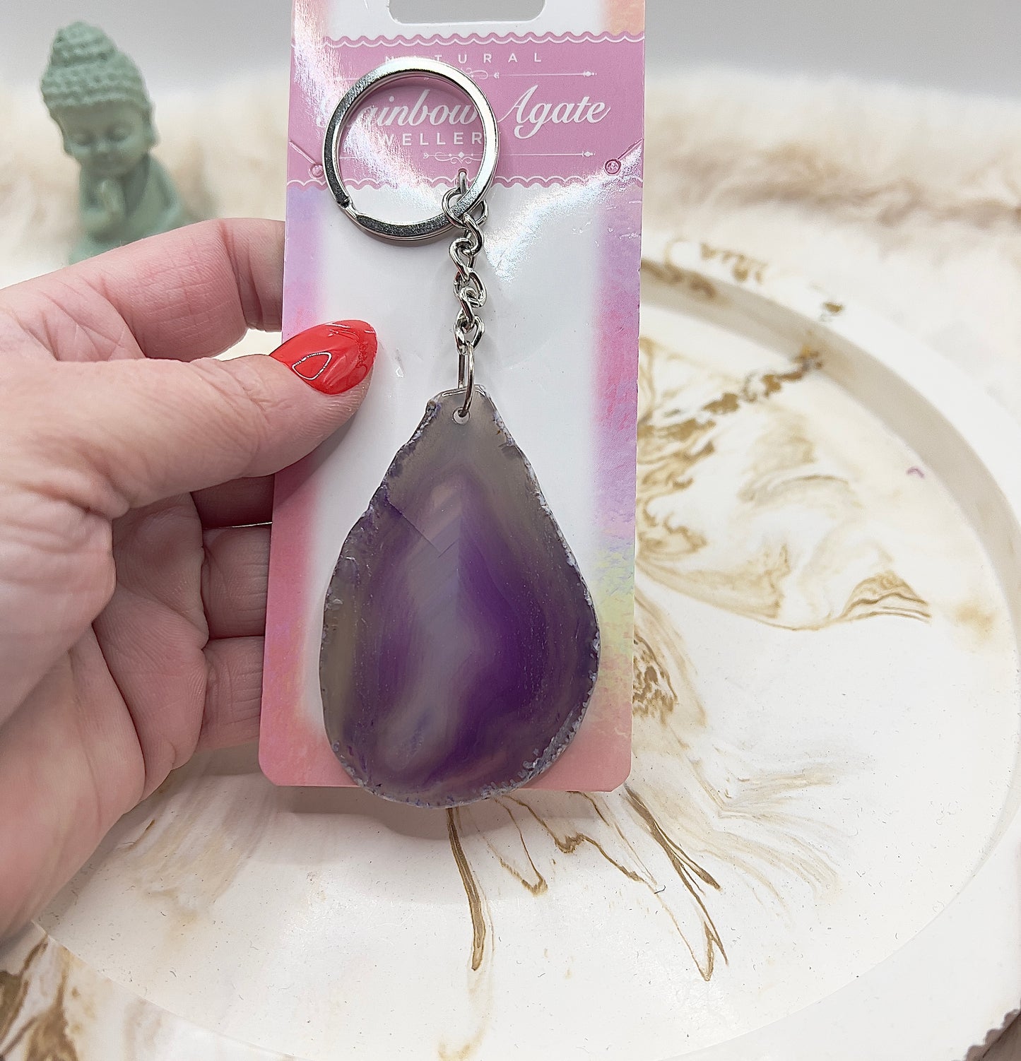 ⭐ Adventstürchen 6 – Rainbow Agate Schlüsselanhänger (verschiedene Farben) – heute 20% günstiger!