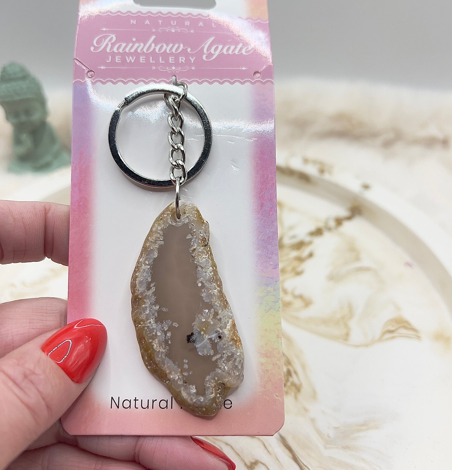 ⭐ Adventstürchen 6 – Rainbow Agate Schlüsselanhänger (verschiedene Farben) – heute 20% günstiger!