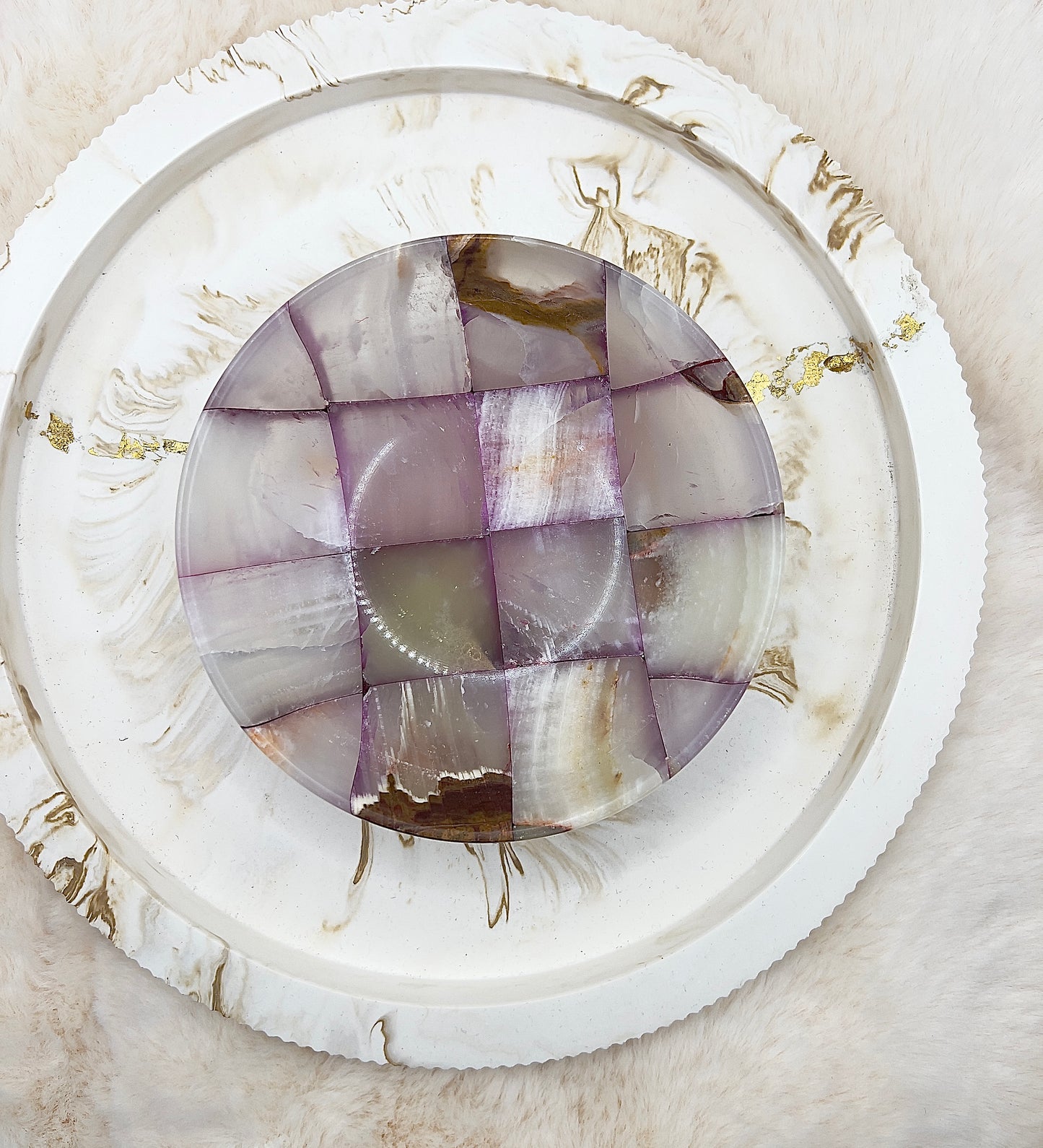 Handgeschliffene Onyx-Schale – 329 g | Unikat in sanften Naturfarben (12,6 cm)