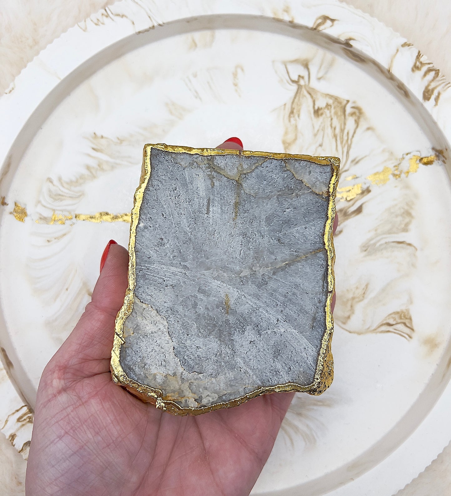 Bergkristall-Teelichthalter – handgeschliffen & 24K vergoldet | 177 g | Luxuriöses Unikat