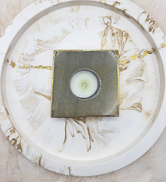 Golden Healer Teelichthalter – handgeschliffen & 24K vergoldet | 379 g | Kraftvolles Luxus-Unikat