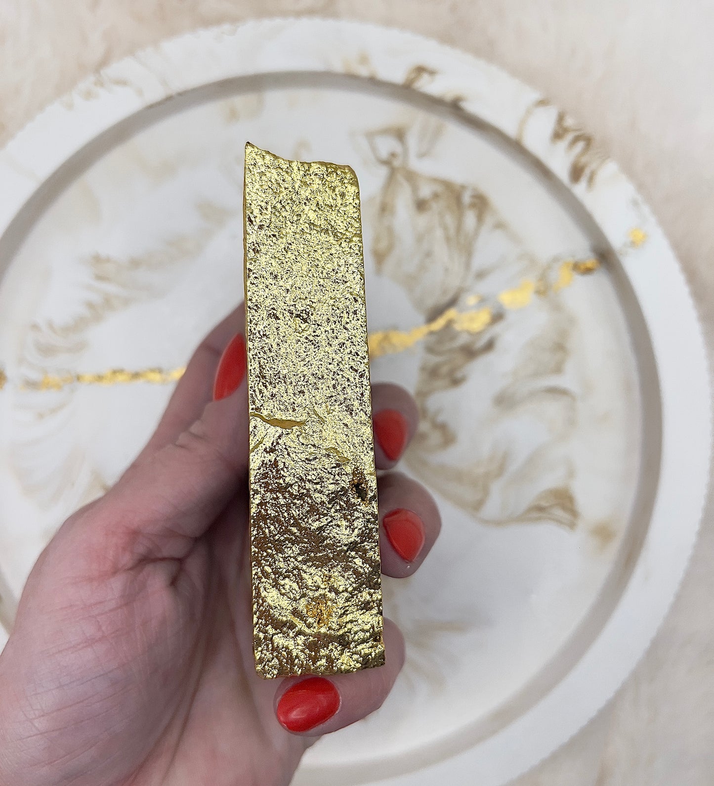 Moosachat Teelichthalter – 24 Karat vergoldet | 333 g
