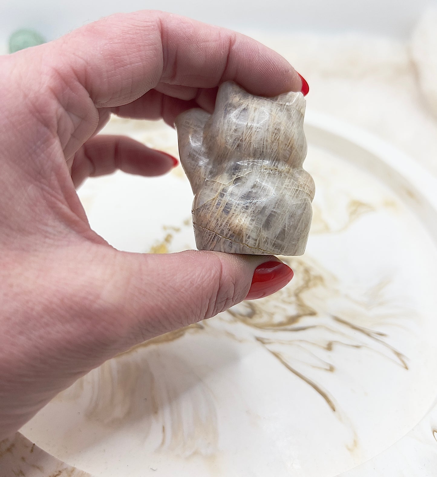 ✨ Sonnen-Mondstein Winkekatze – Glücksbringer Figur | 74 g