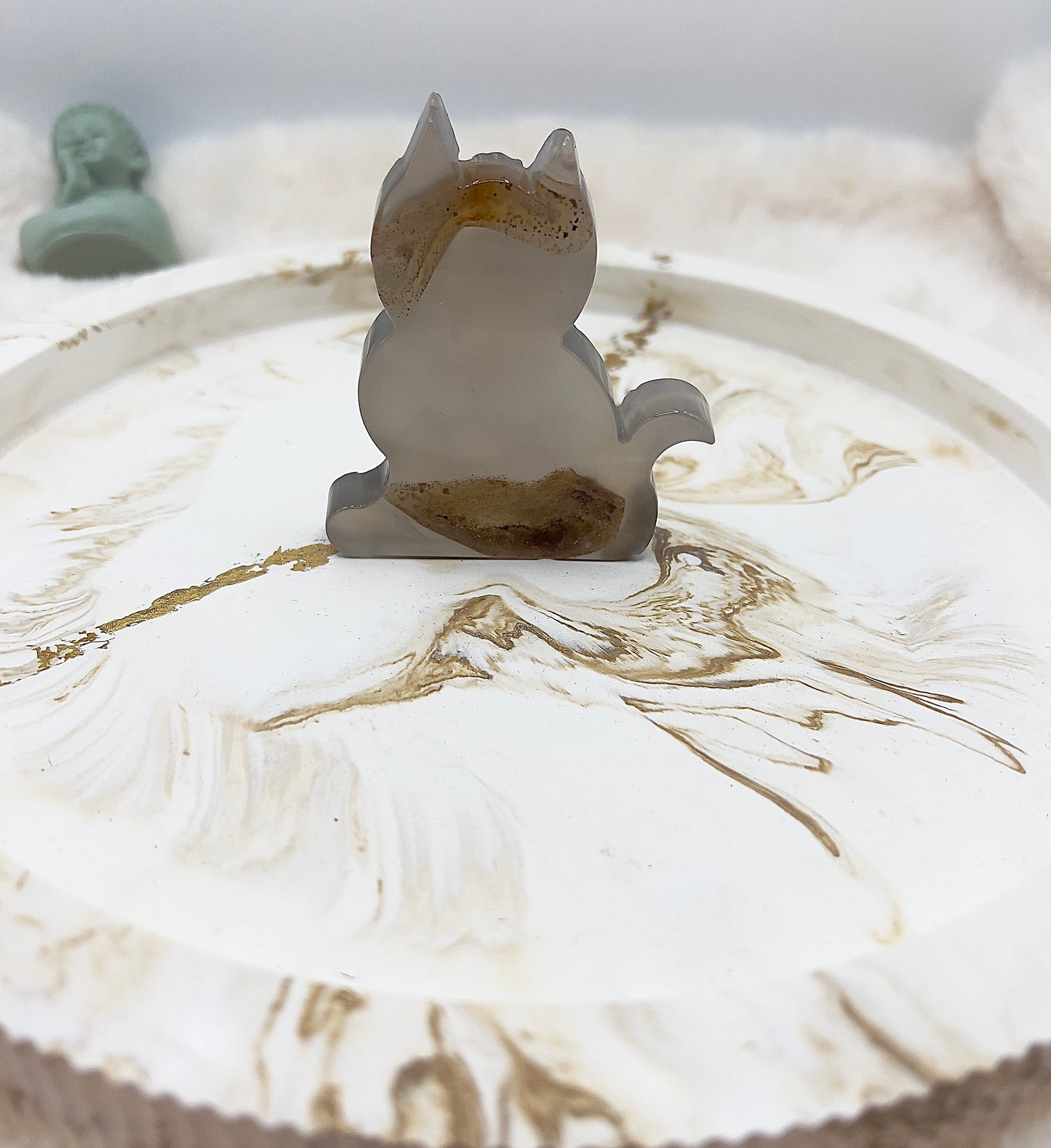 ✨ Achat Katzenfigur – Zauberhafte Glitzerdruse | 82 g