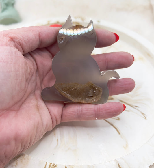 ✨ Achat Katzenfigur – Zauberhafte Glitzerdruse | 82 g