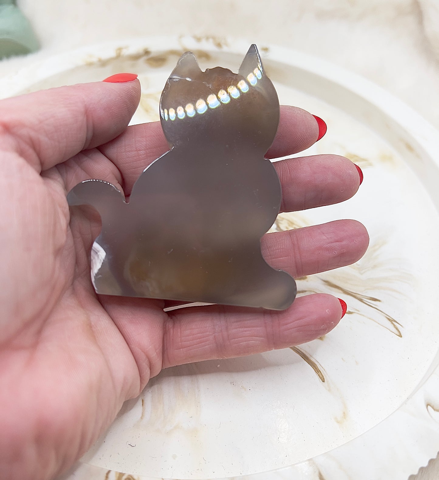 ✨ Achat Katzenfigur – Zauberhafte Glitzerdruse | 82 g